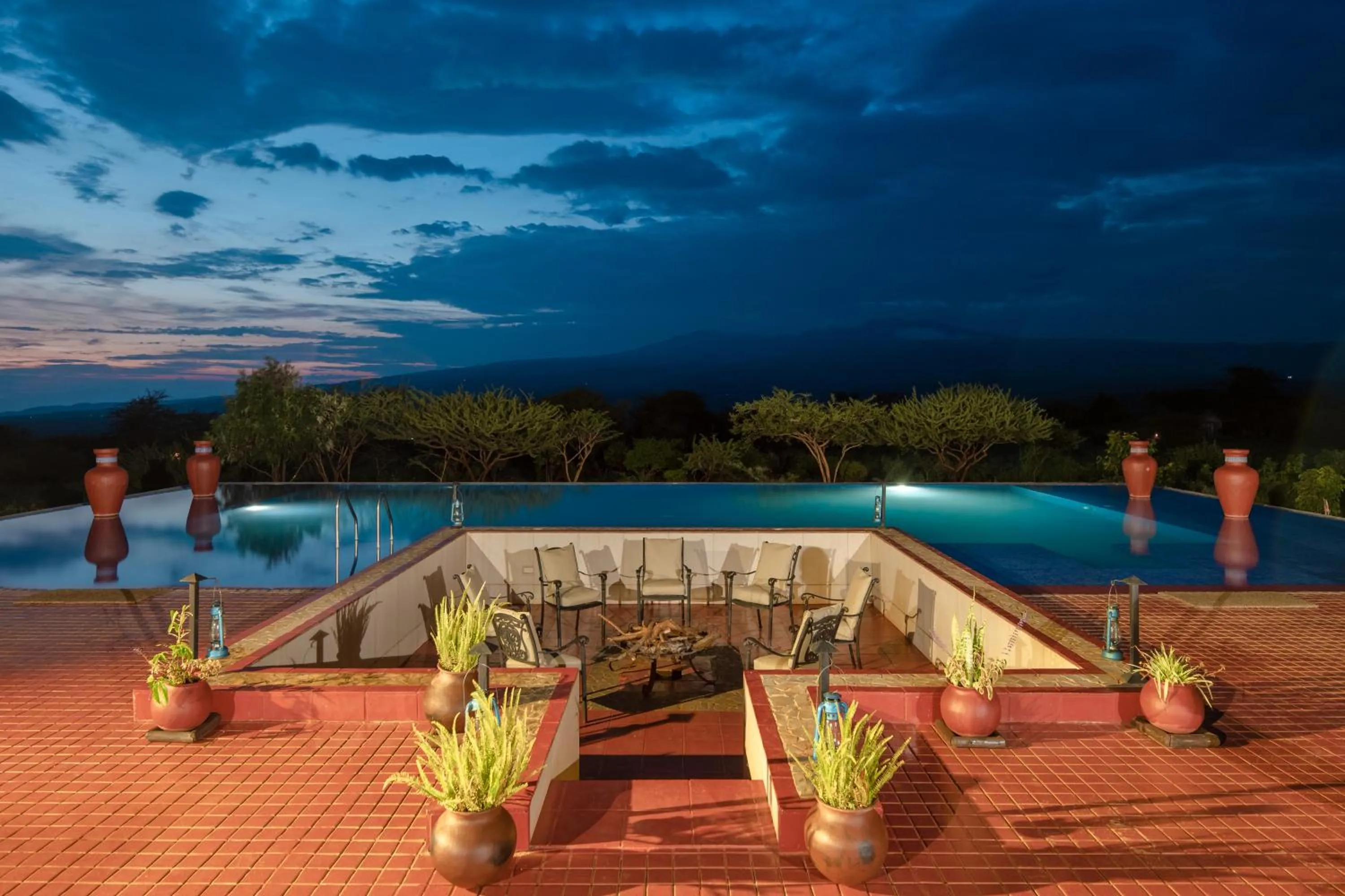 Pool view in Ngorongoro Oldeani Mountain Lodge