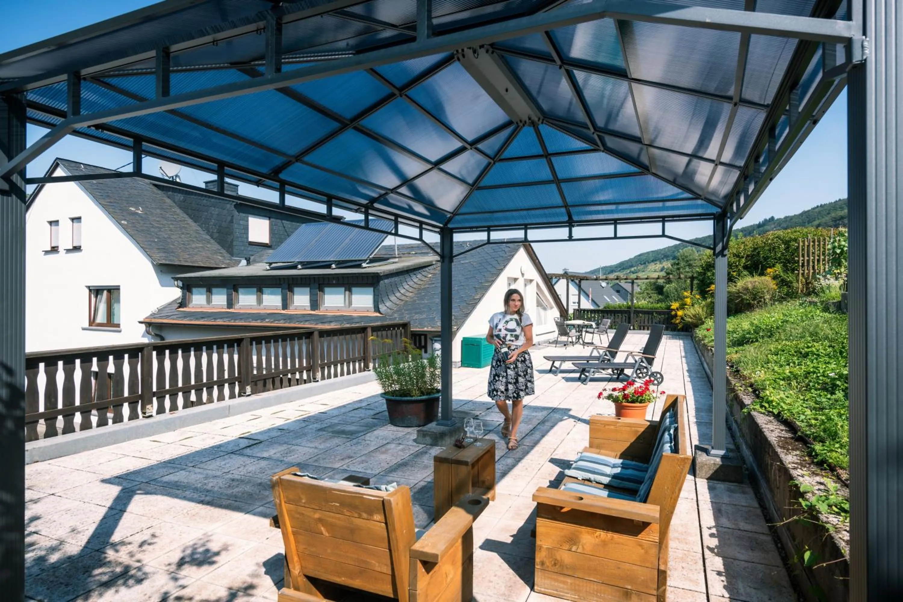 Balcony/Terrace in Ferienwohnung Rivaner