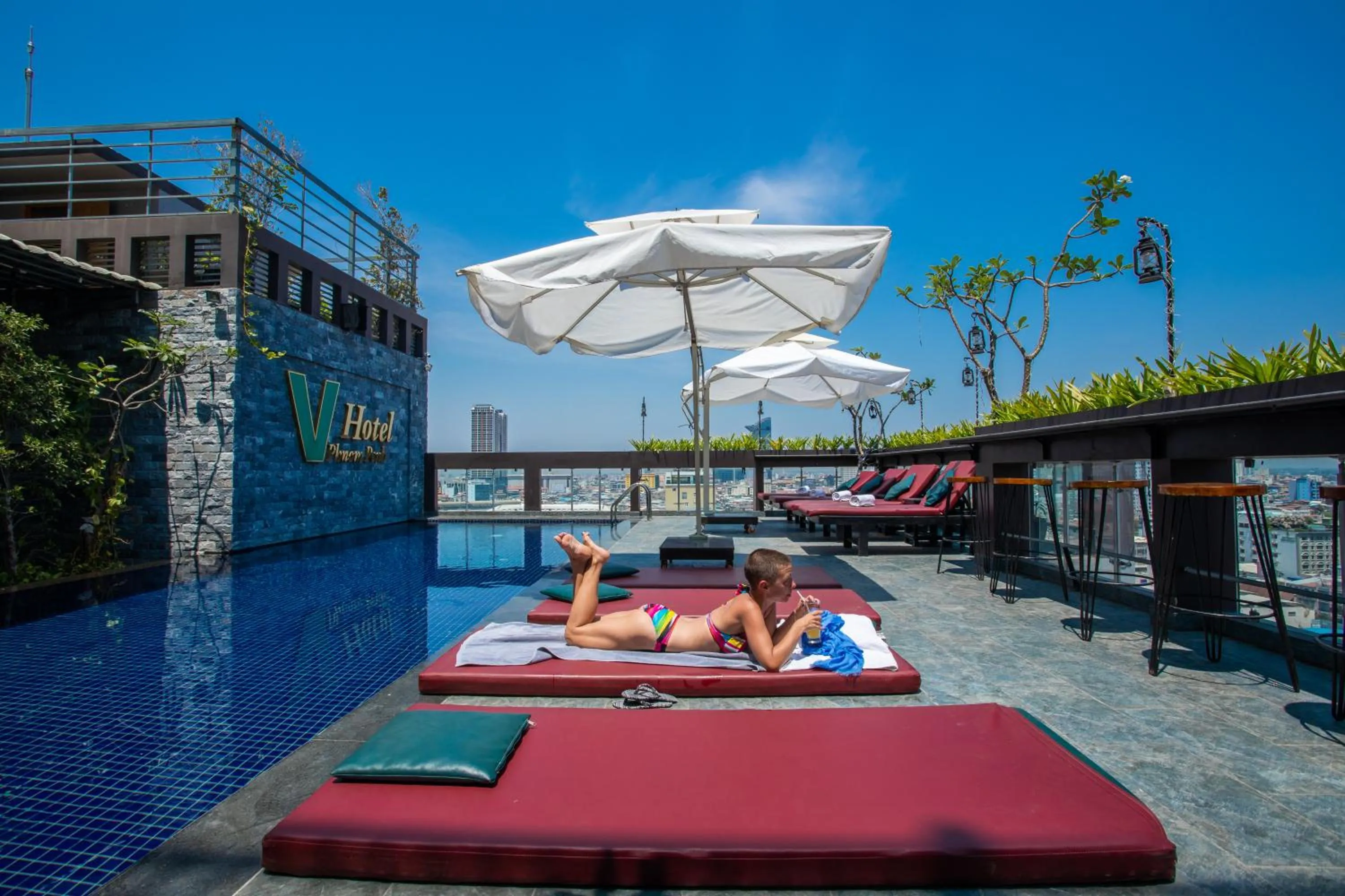 People, Swimming Pool in V Hotel Phnom Penh