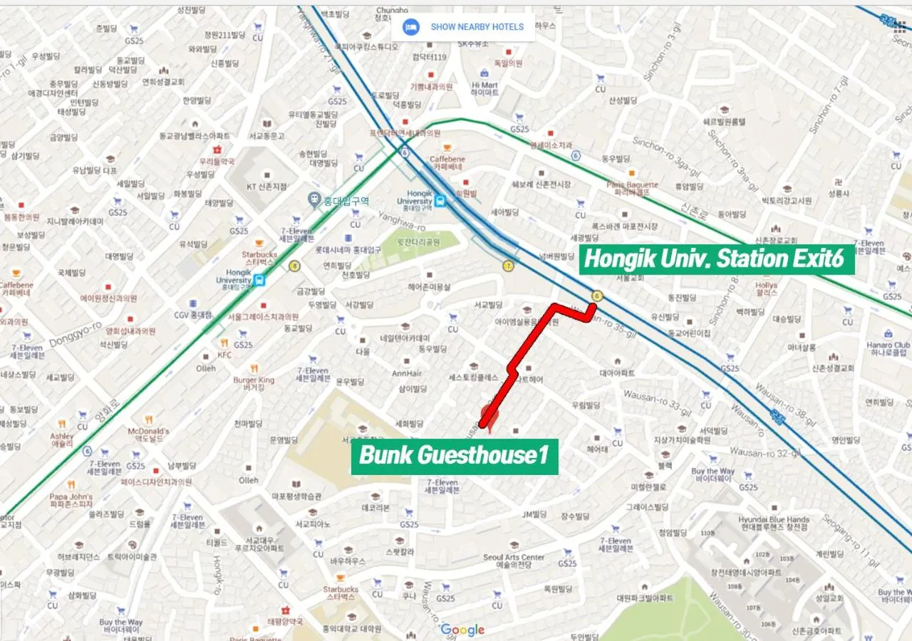 Location in Bunk Guesthouse Hongdae