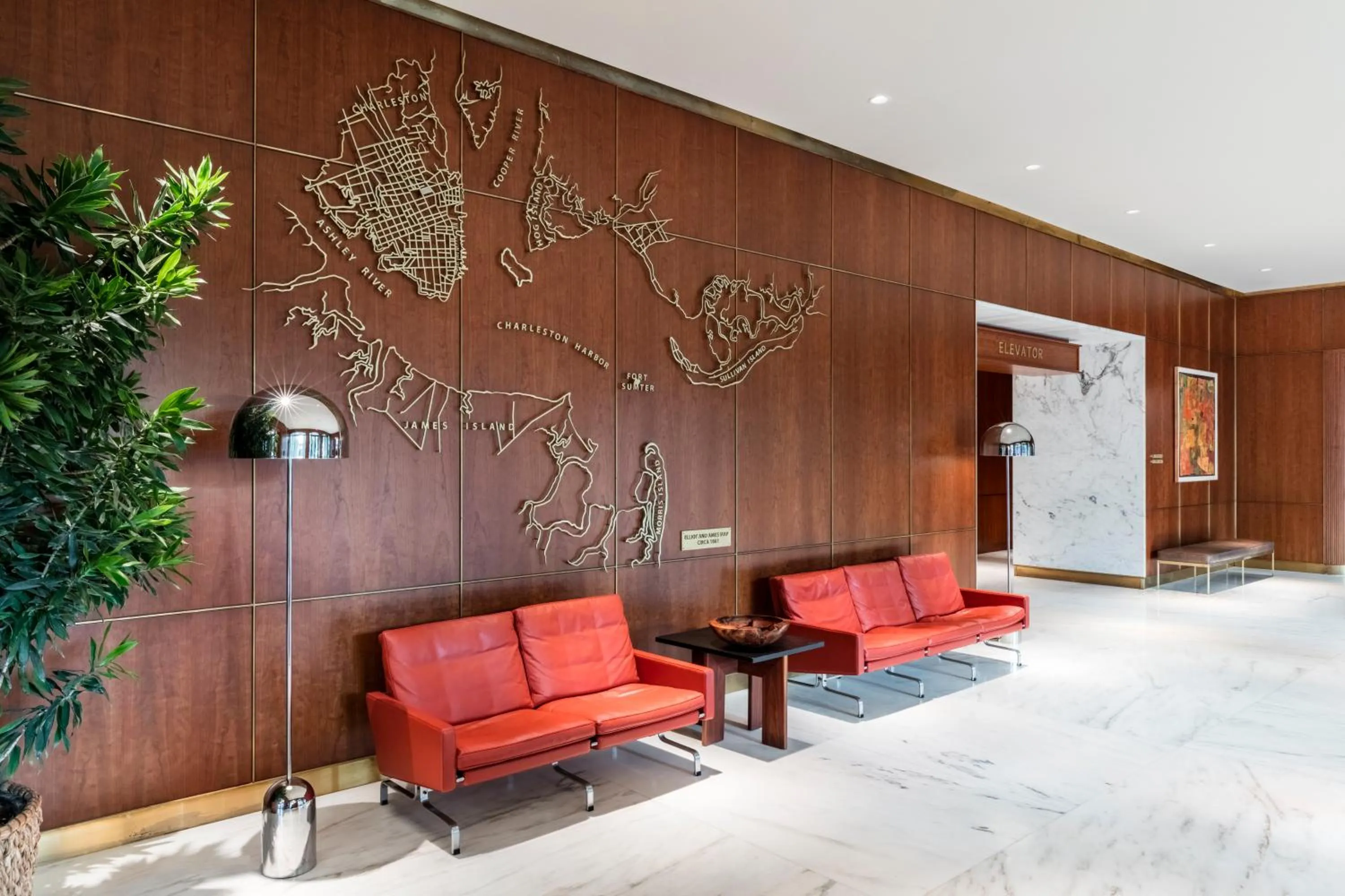 Seating area in The Dewberry Charleston