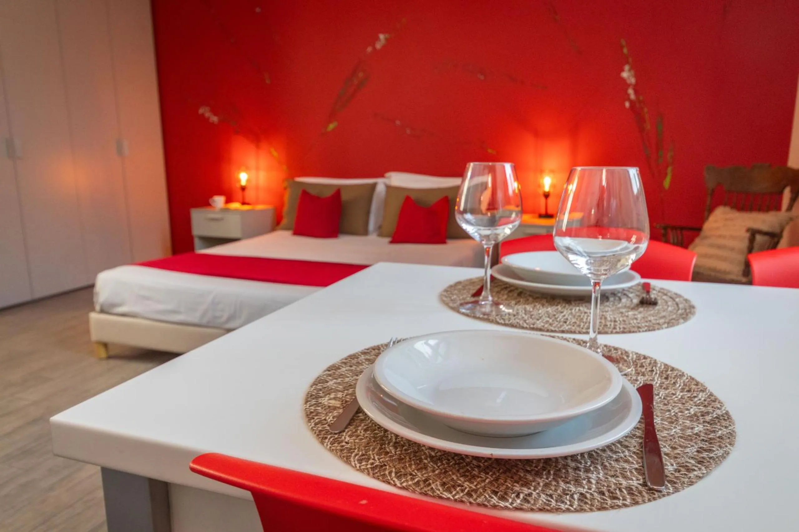 Dining area, Bed in Housing Giulia