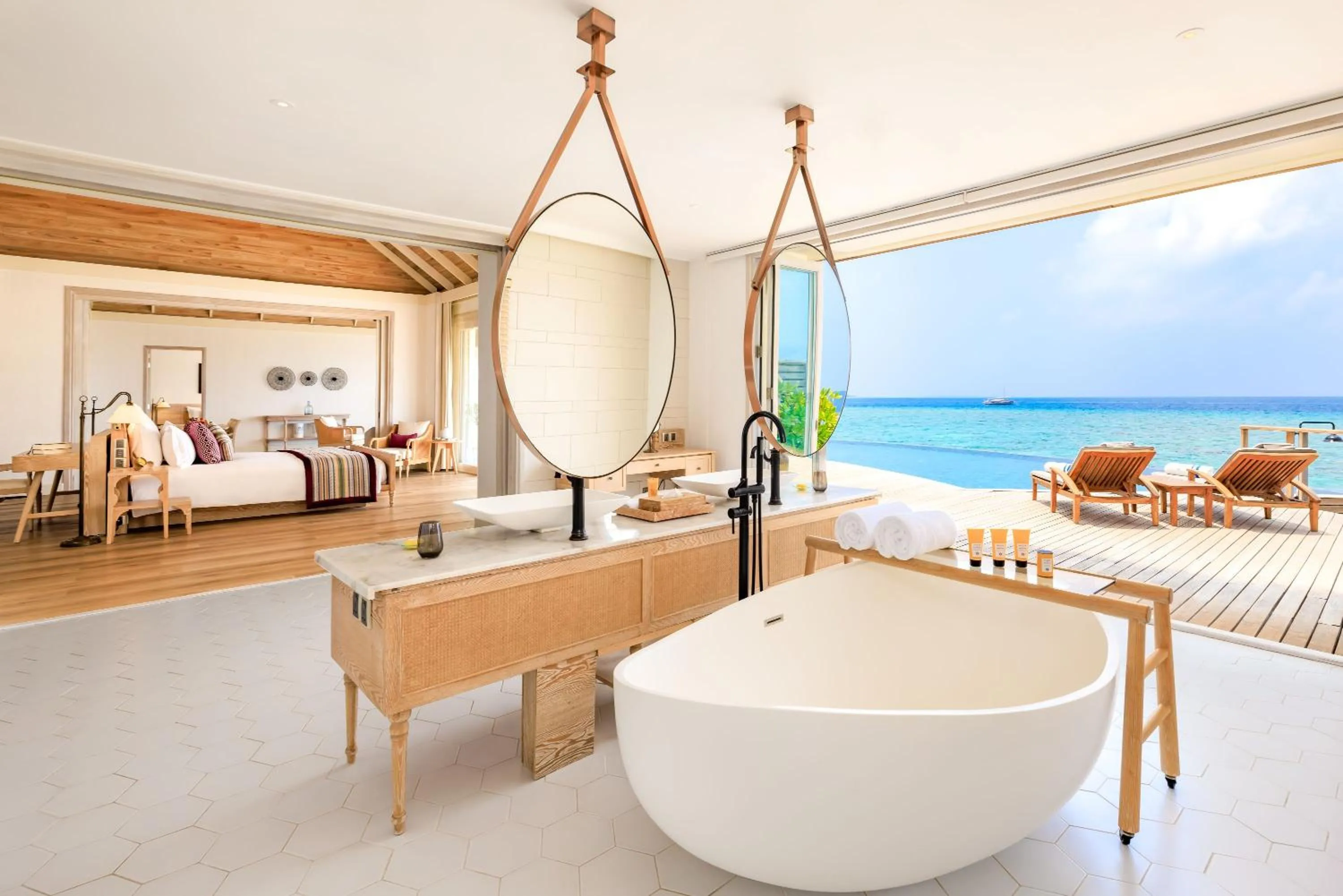 Bathroom, Bed in Milaidhoo Maldives