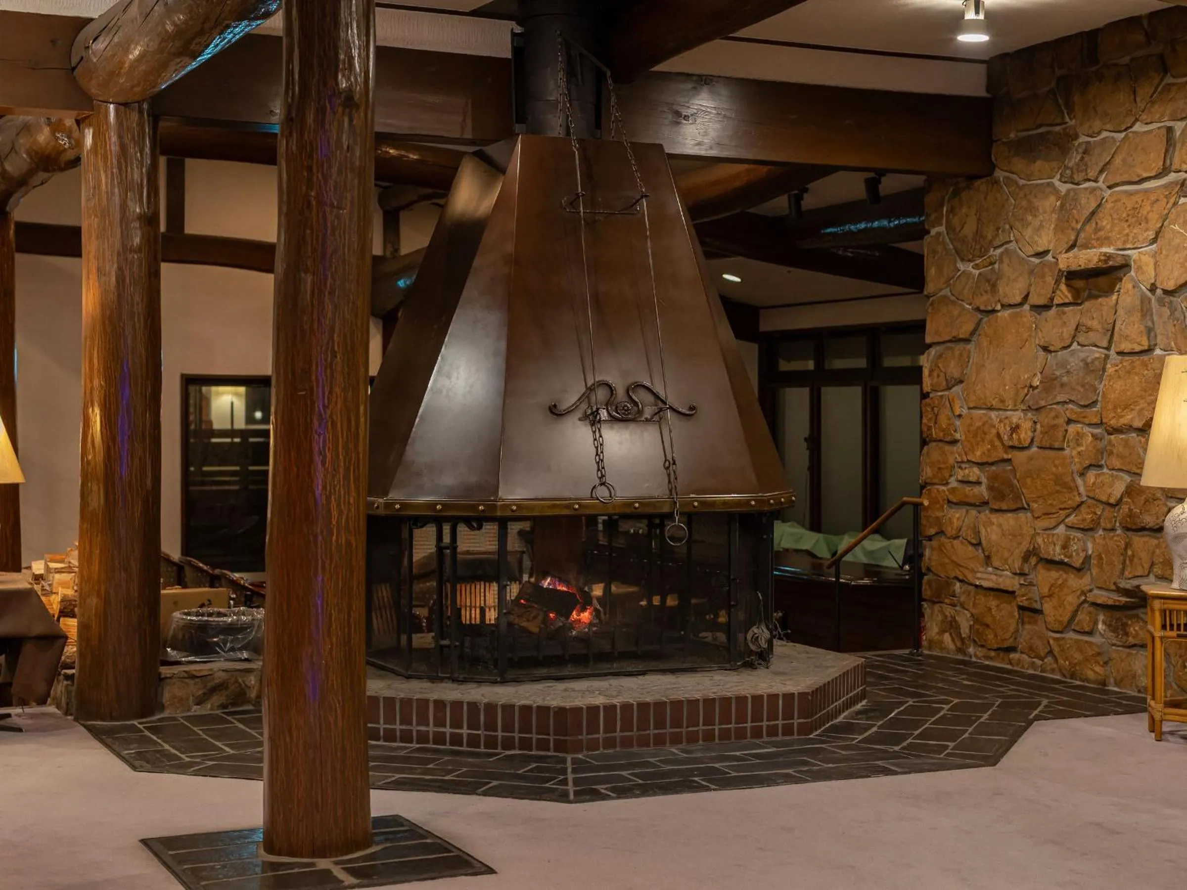 fireplace in Yatsugatake Kogen Lodge
