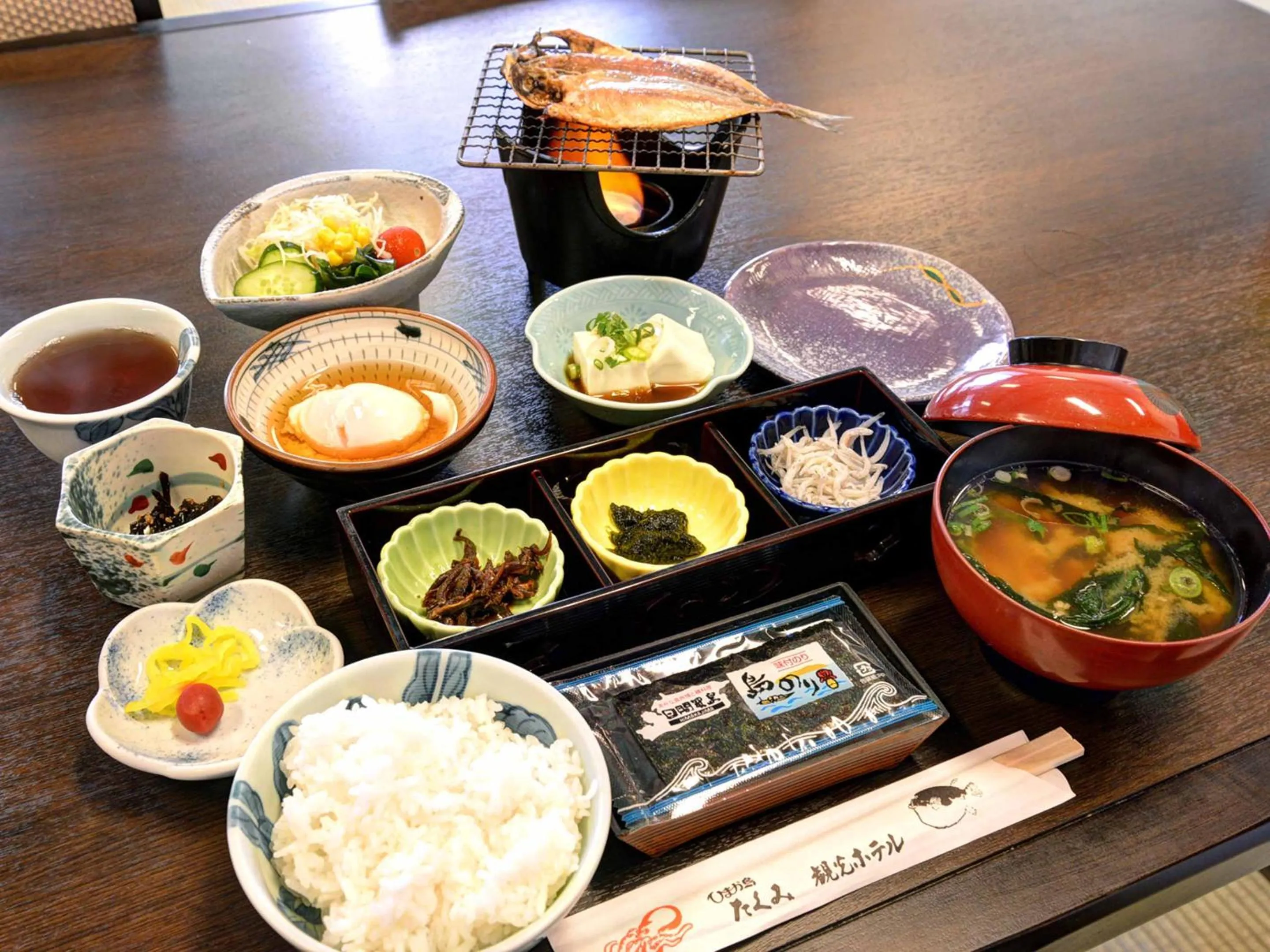 Asian breakfast in Takumi Kanko Hotel