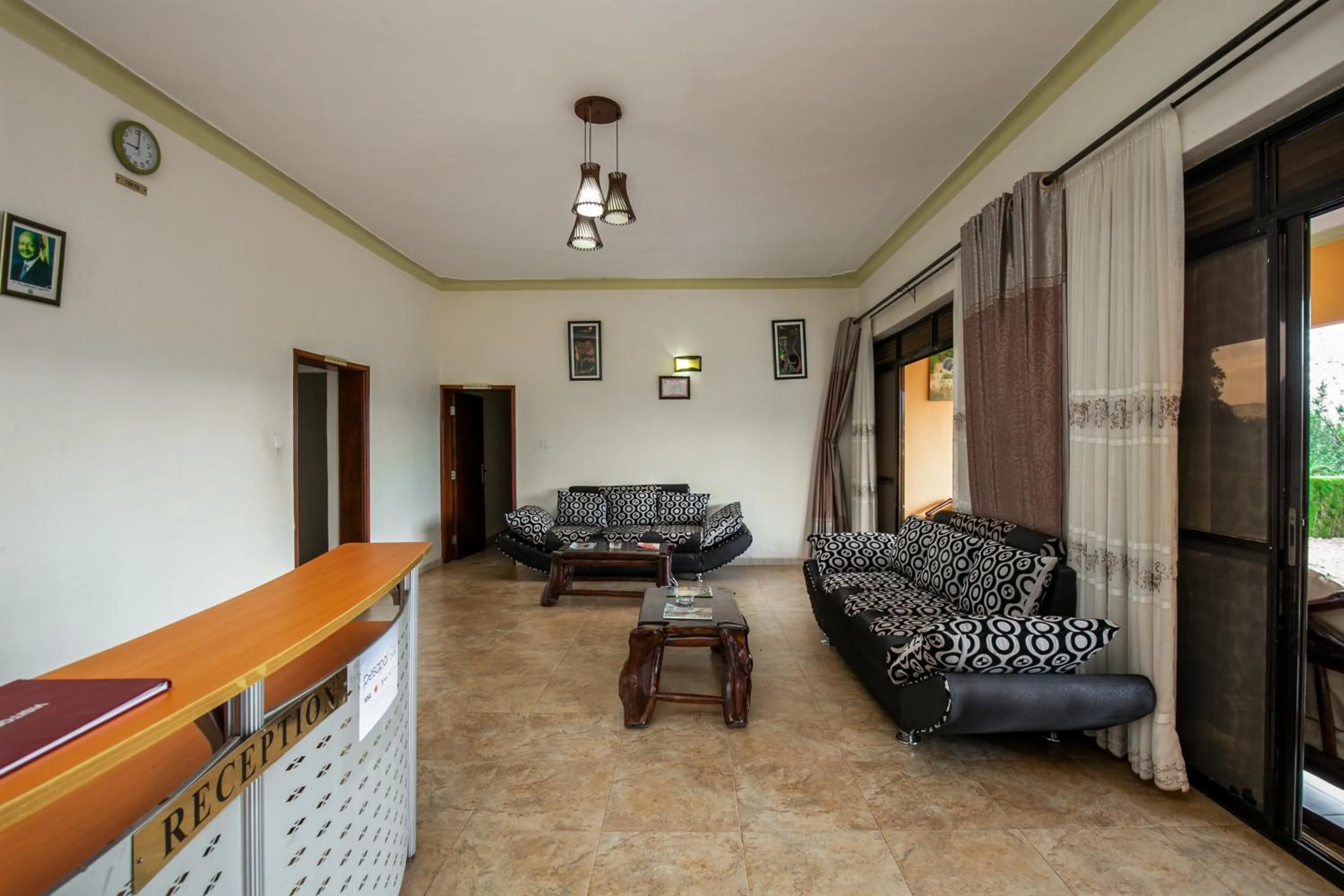 Seating area in The Crested Crane Bwindi Hotel