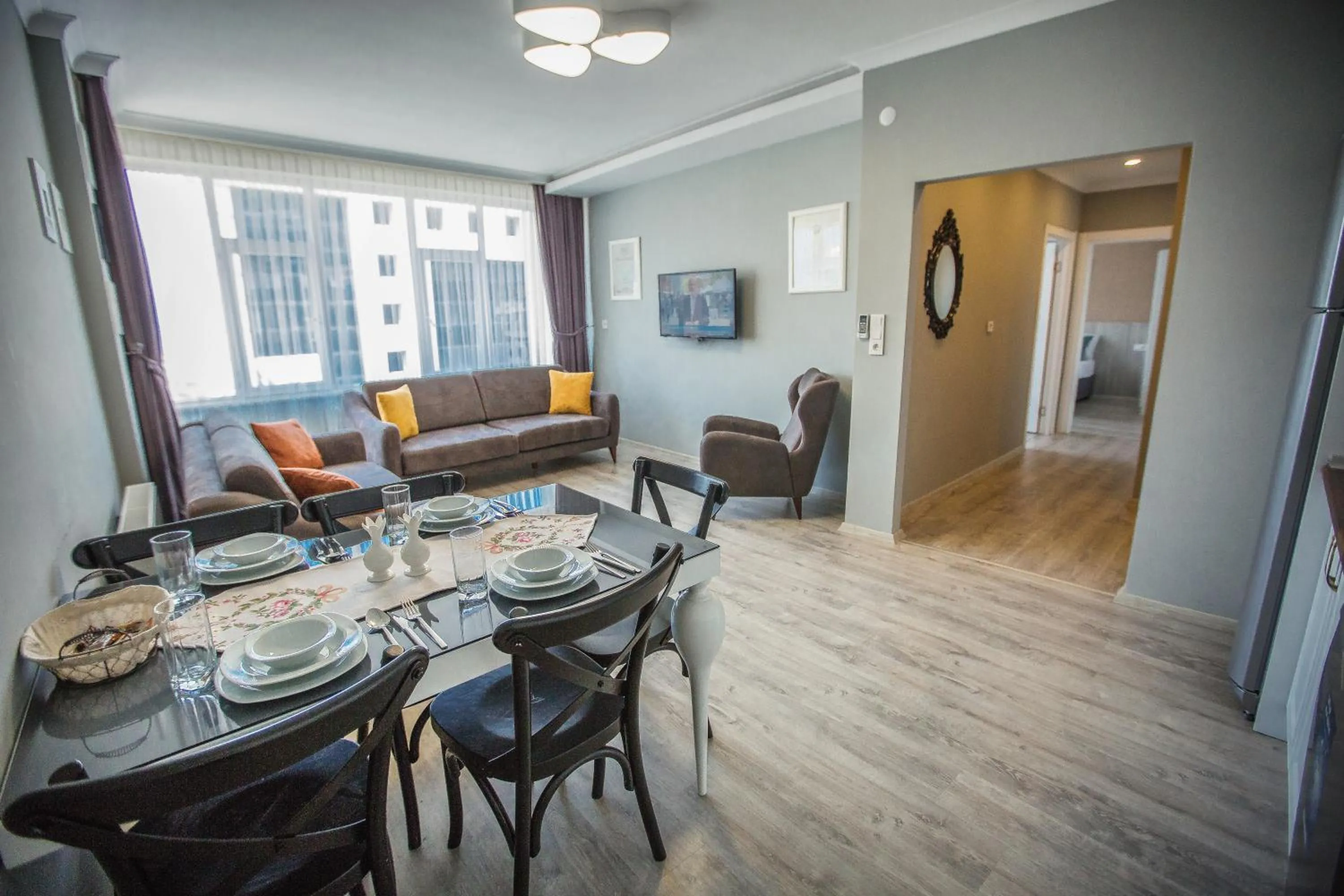 Kitchen or kitchenette in Doa Suite Hotel