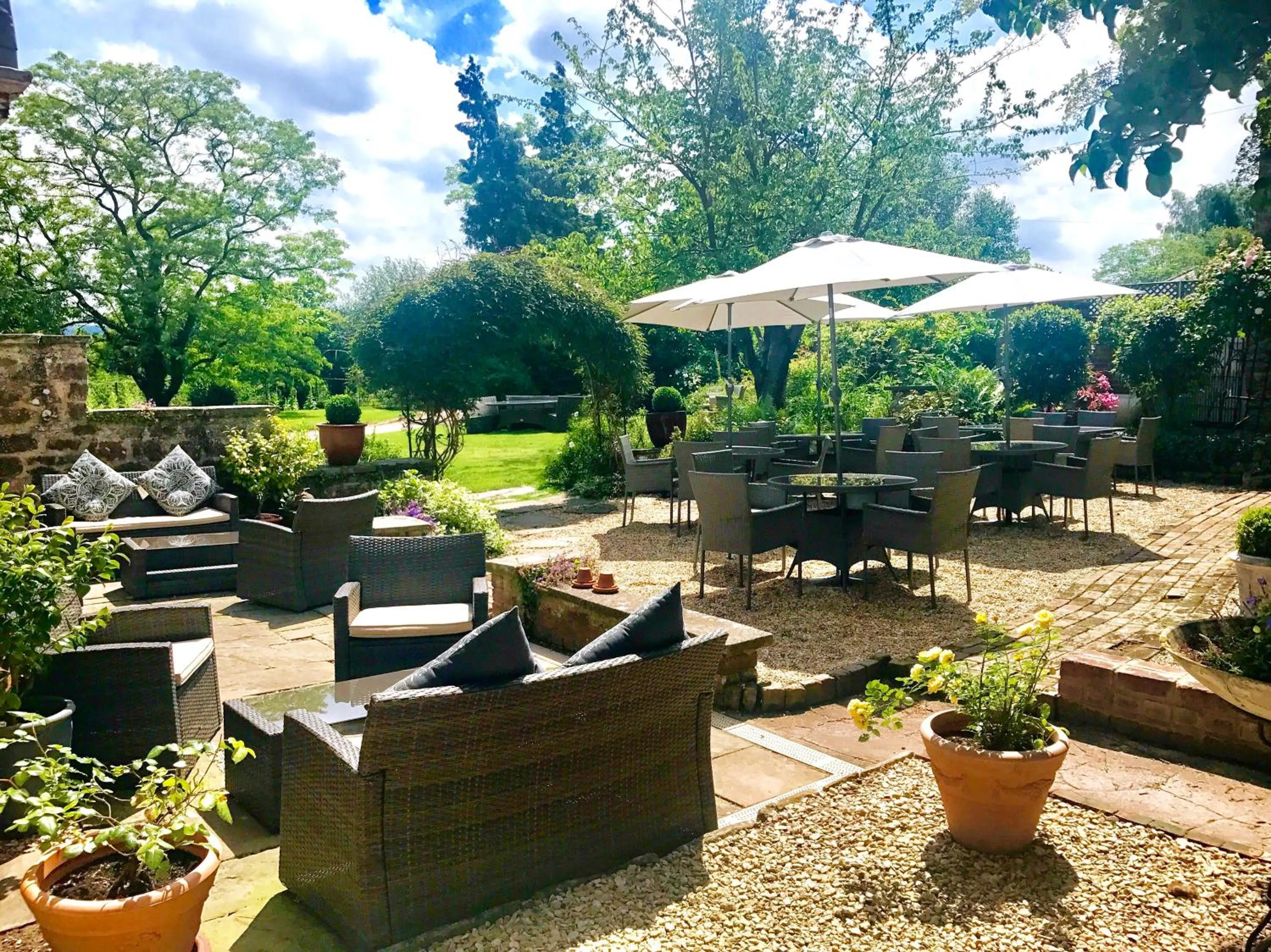 Patio in Glewstone Court Country House Hotel