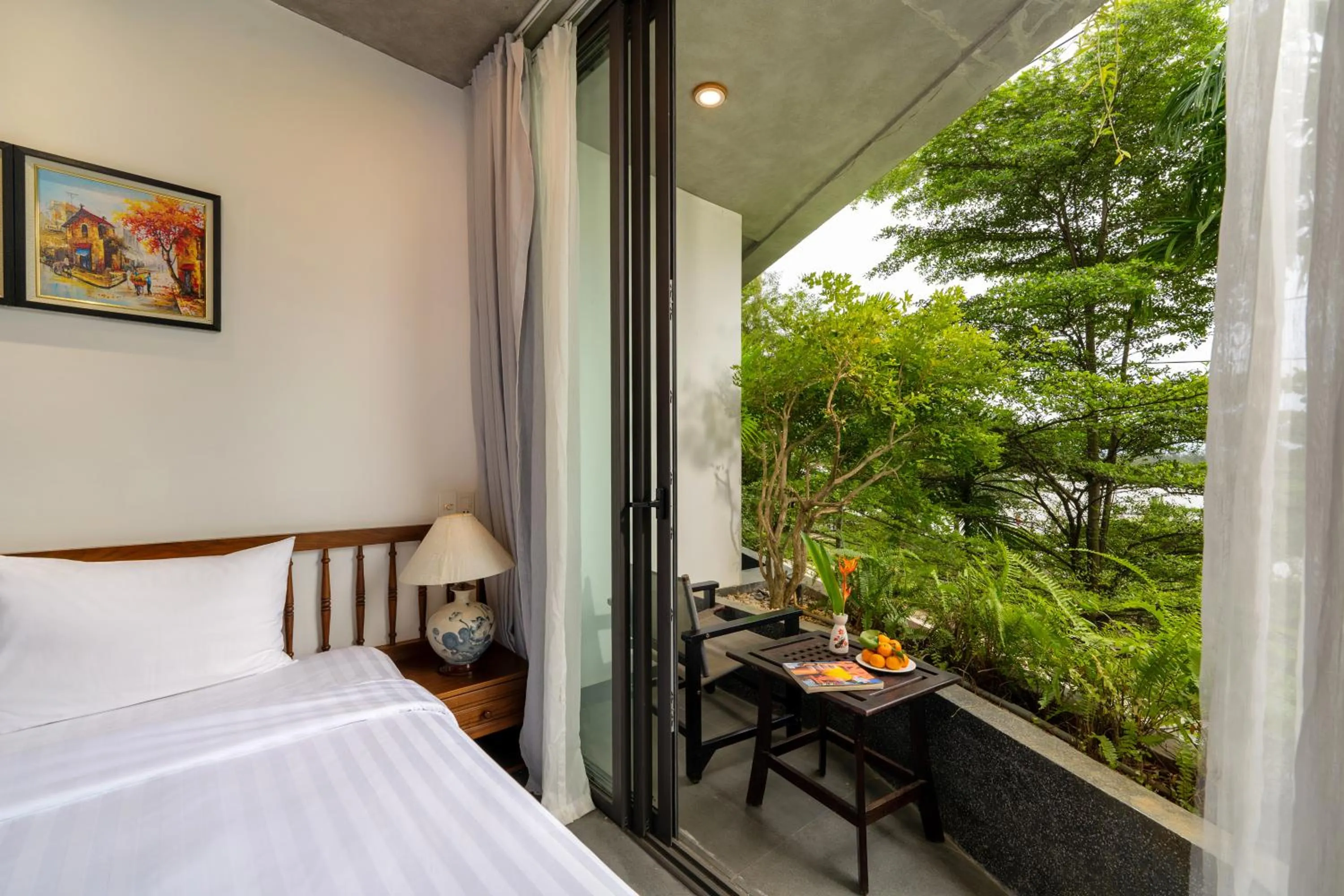View (from property/room), Bed in Gia Huy Riverside Hotel Hoi An