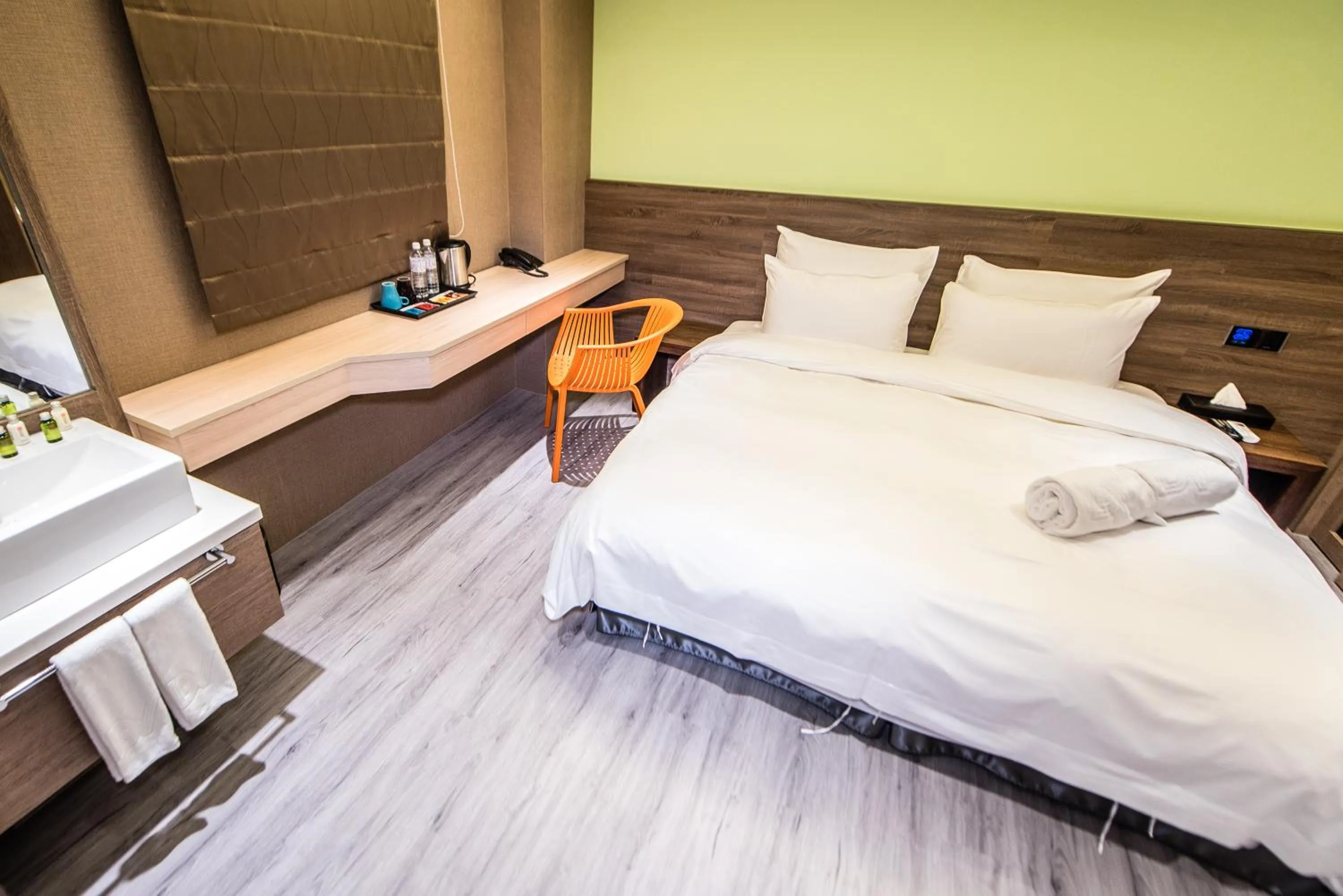 Decorative detail, Bed in SIX FUKUN HOTEL