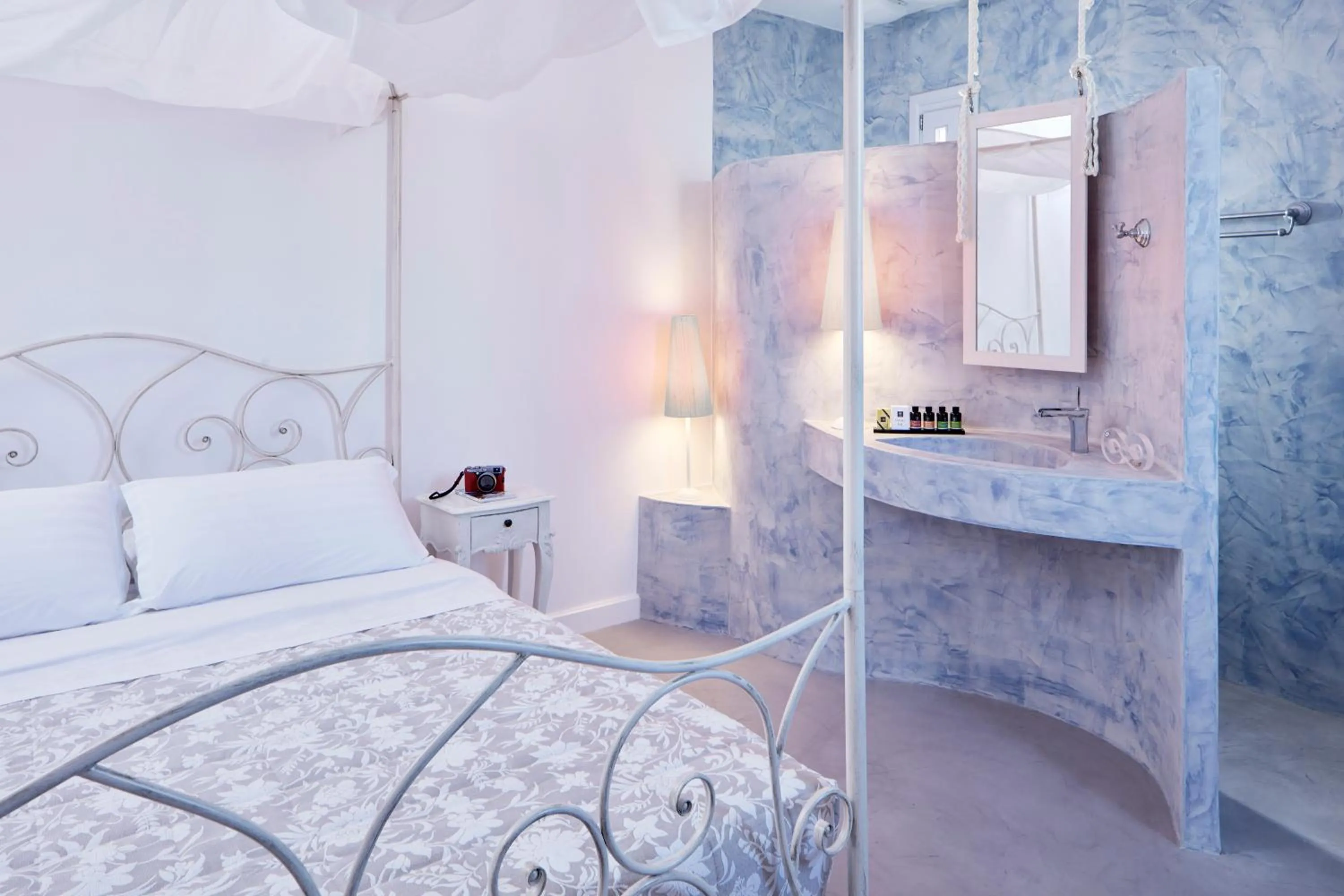 Bathroom, Bed in Orabel Suites Santorini (Adults Only)