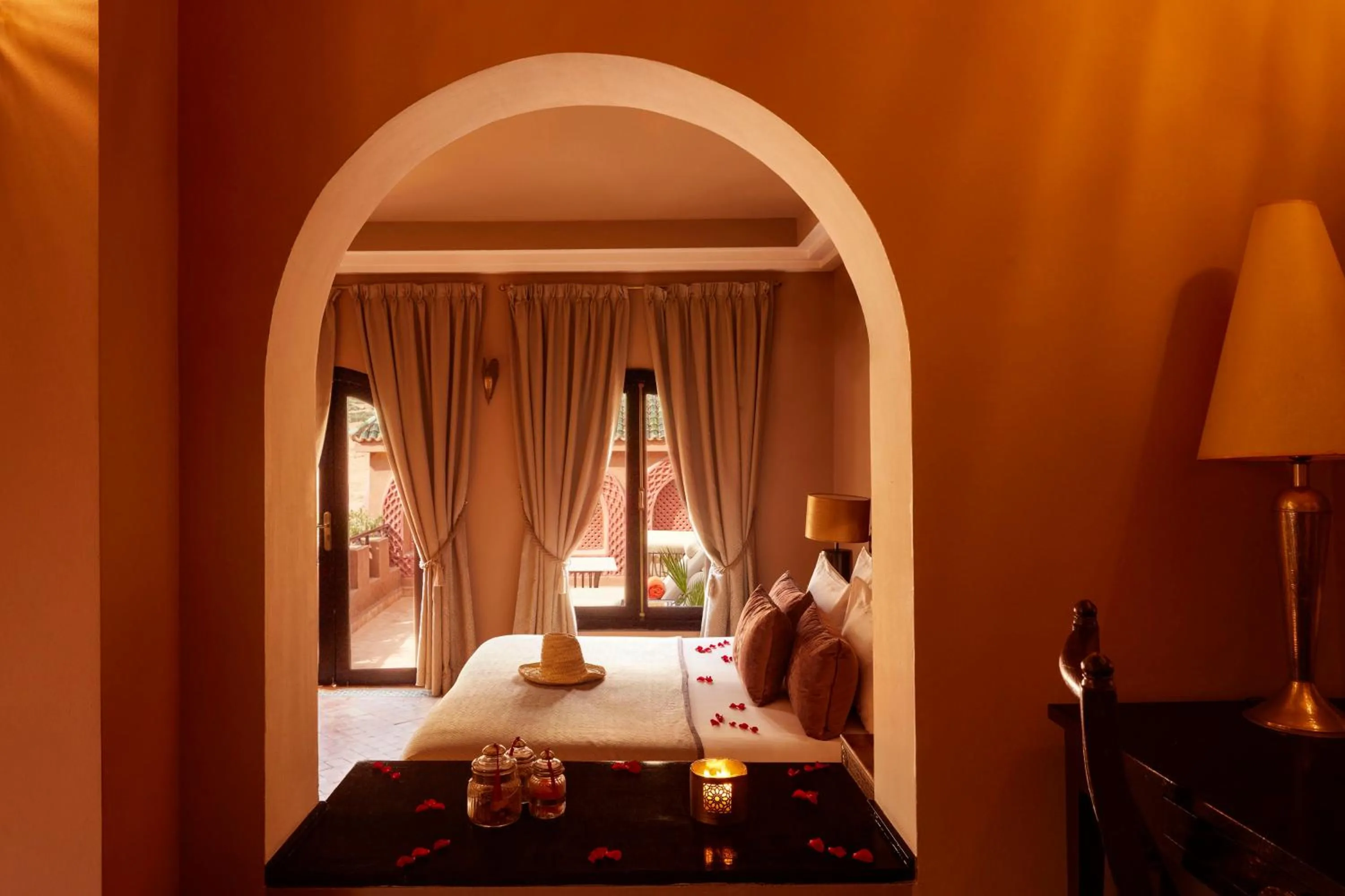 Balcony/Terrace, Bed in Kasbah Tamadot - Sir Richard Branson's Moroccan Retreat