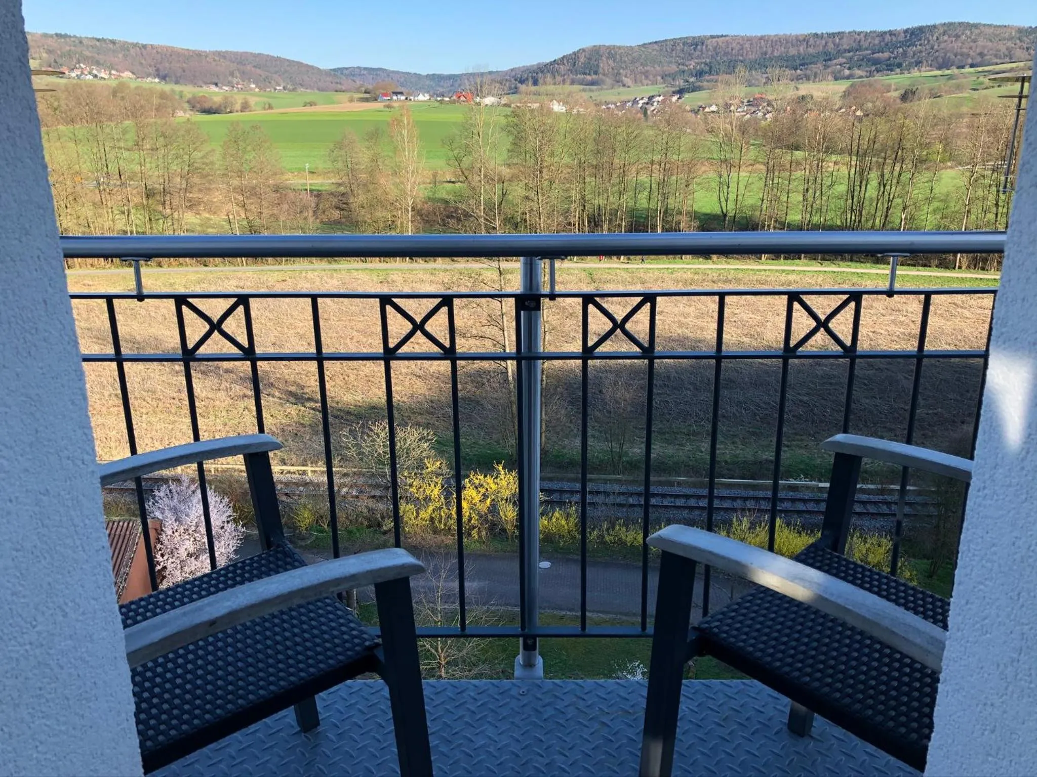 Balcony/Terrace in Hofgut Langenborn Wohnen auf Zeit möblierte Apartments Aschaffenburg Alzenau Frankfurt