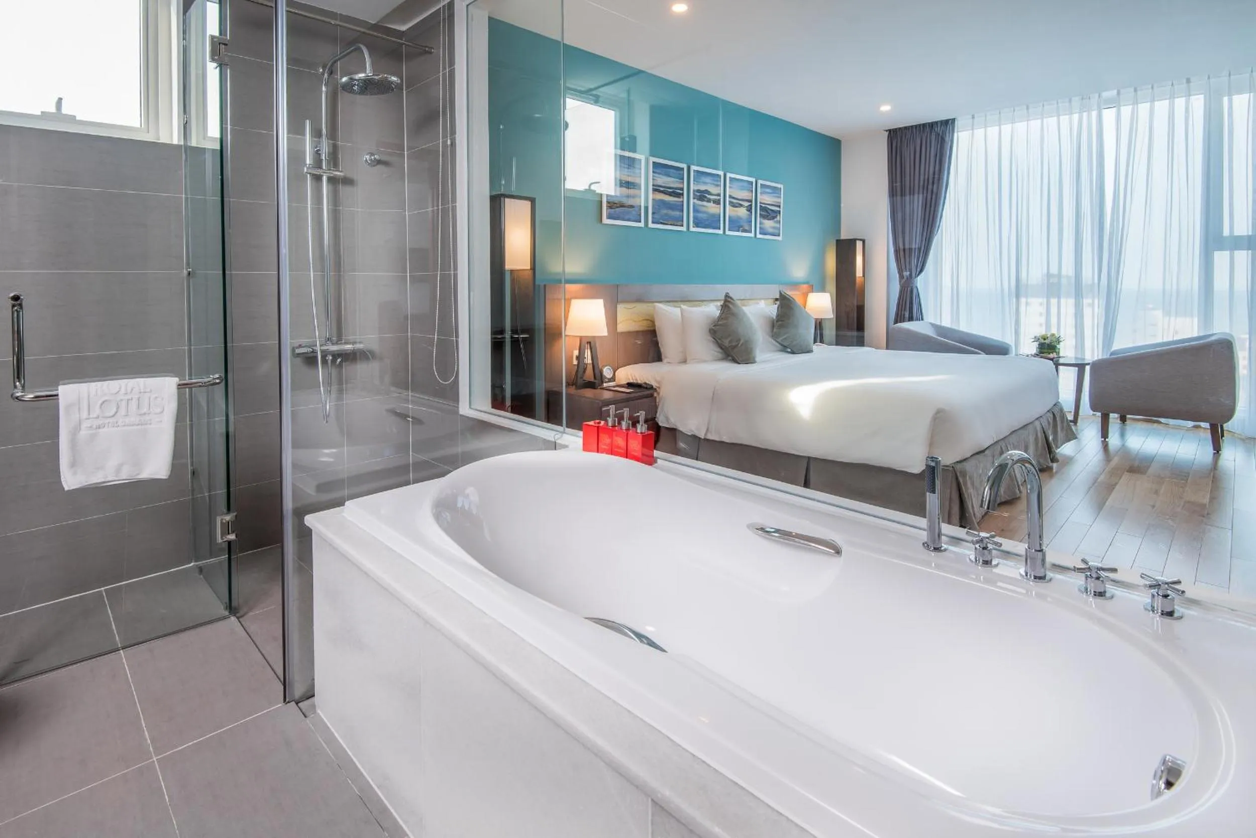 Bathroom, Bed in Royal Lotus Hotel Danang