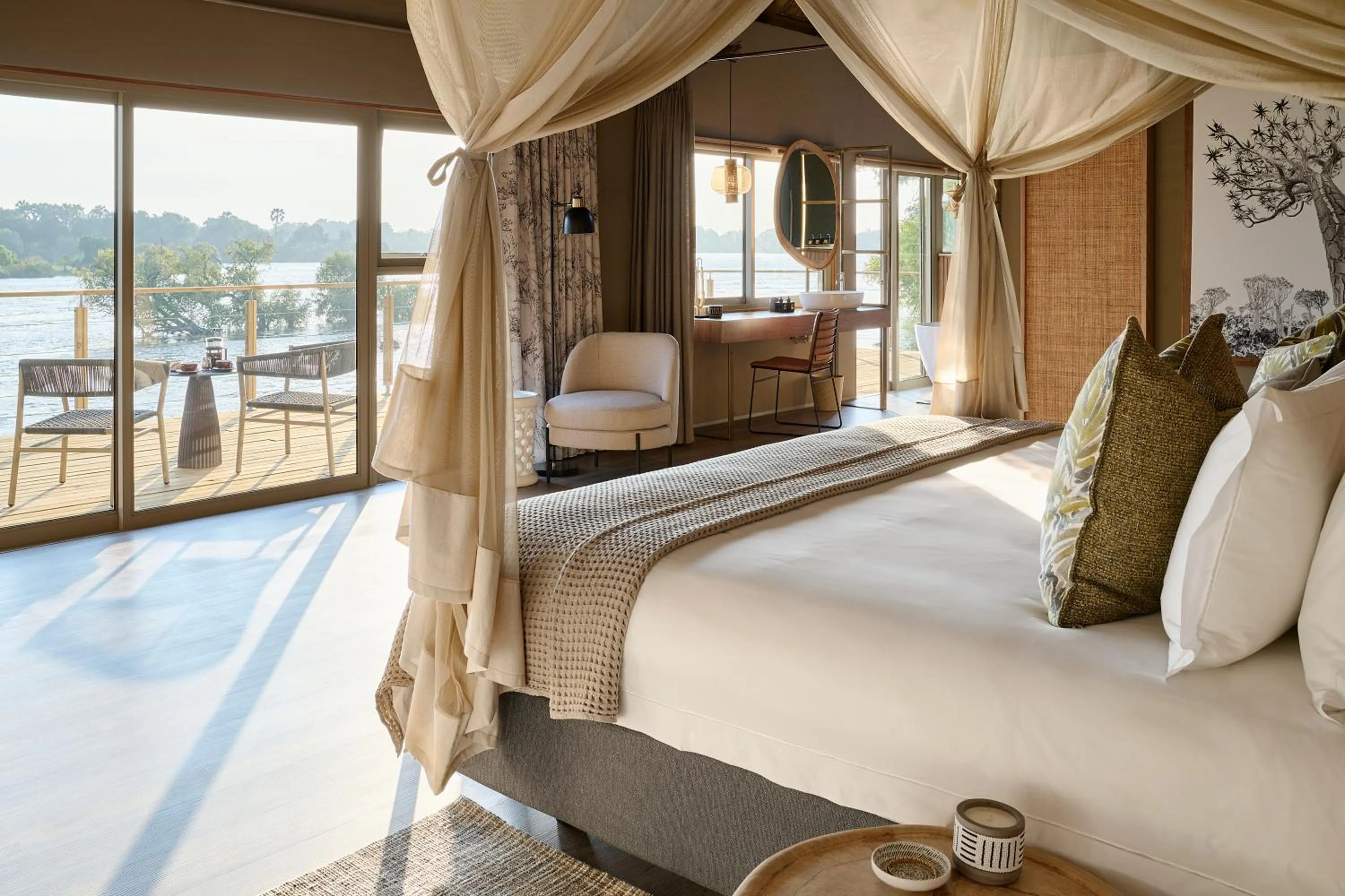 Natural landscape, Bed in Victoria Falls River Lodge