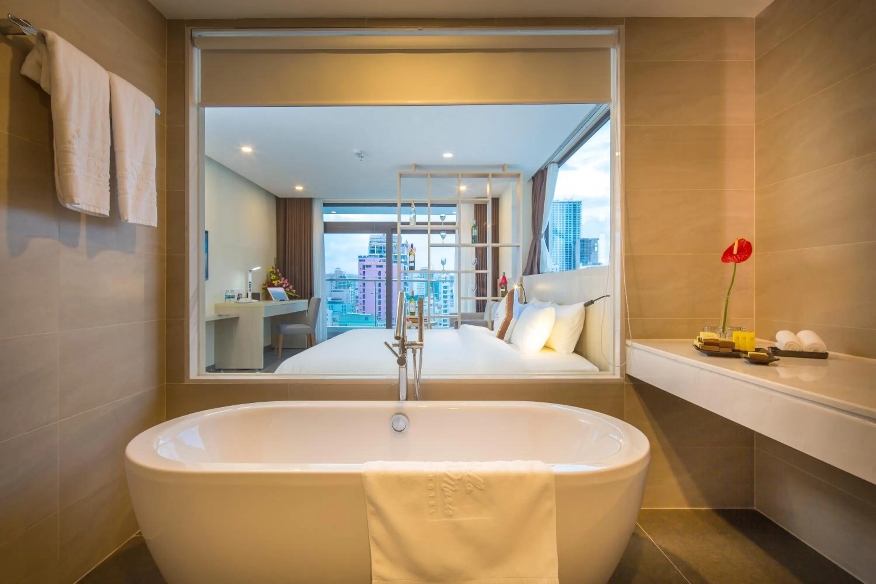 Shower, Bed in Stella Maris Nha Trang Hotel