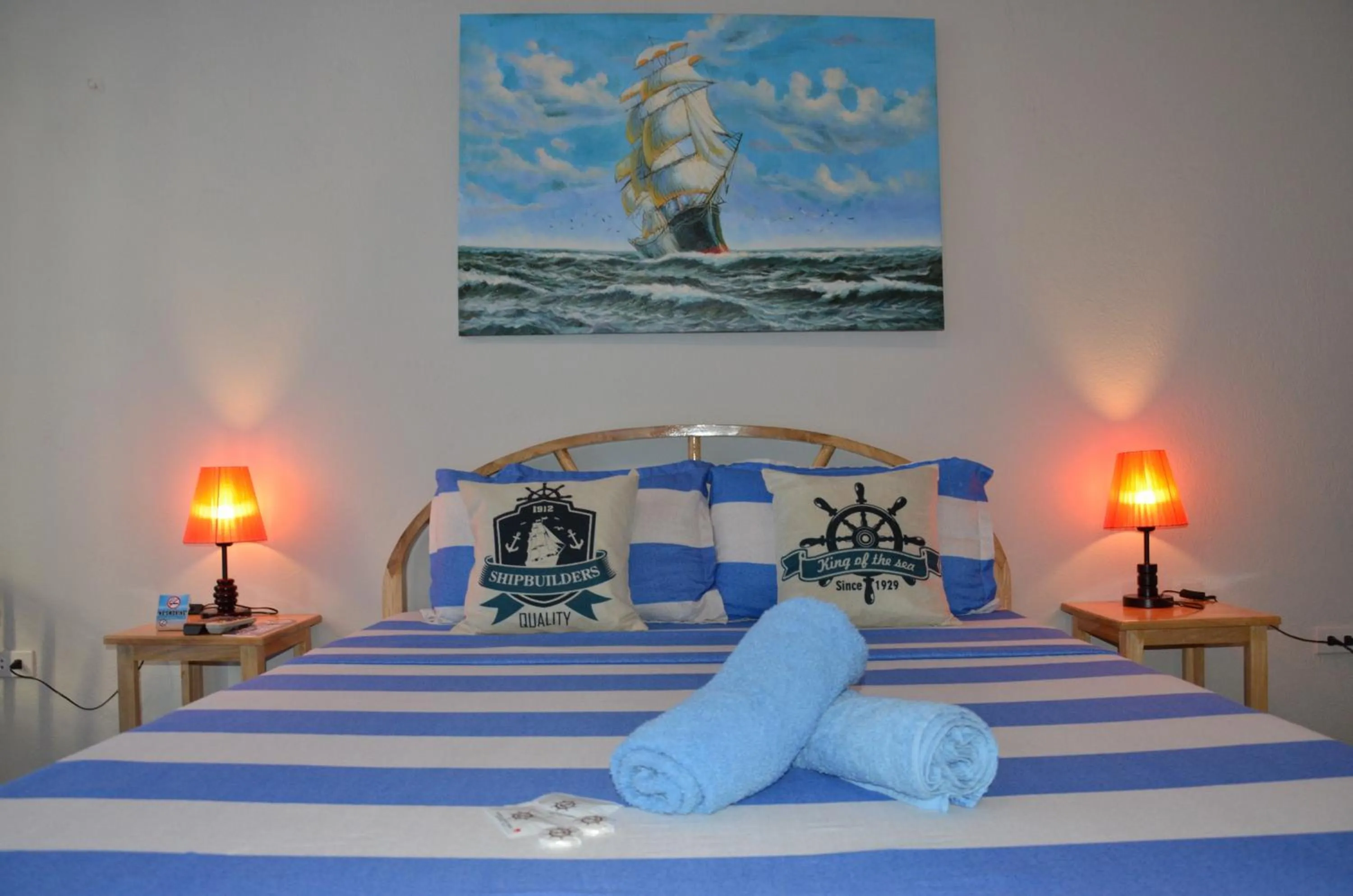 Decorative detail, Bed in Captain's Lodge and Bar