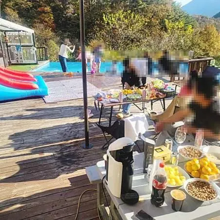 group of guests in Penatess Pool Villa