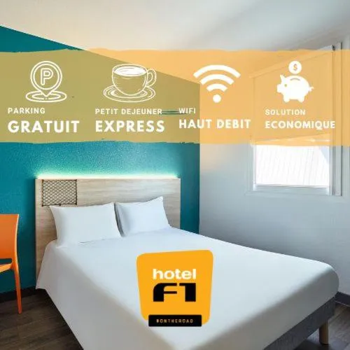 Bed in HotelF1 Perpignan Sud