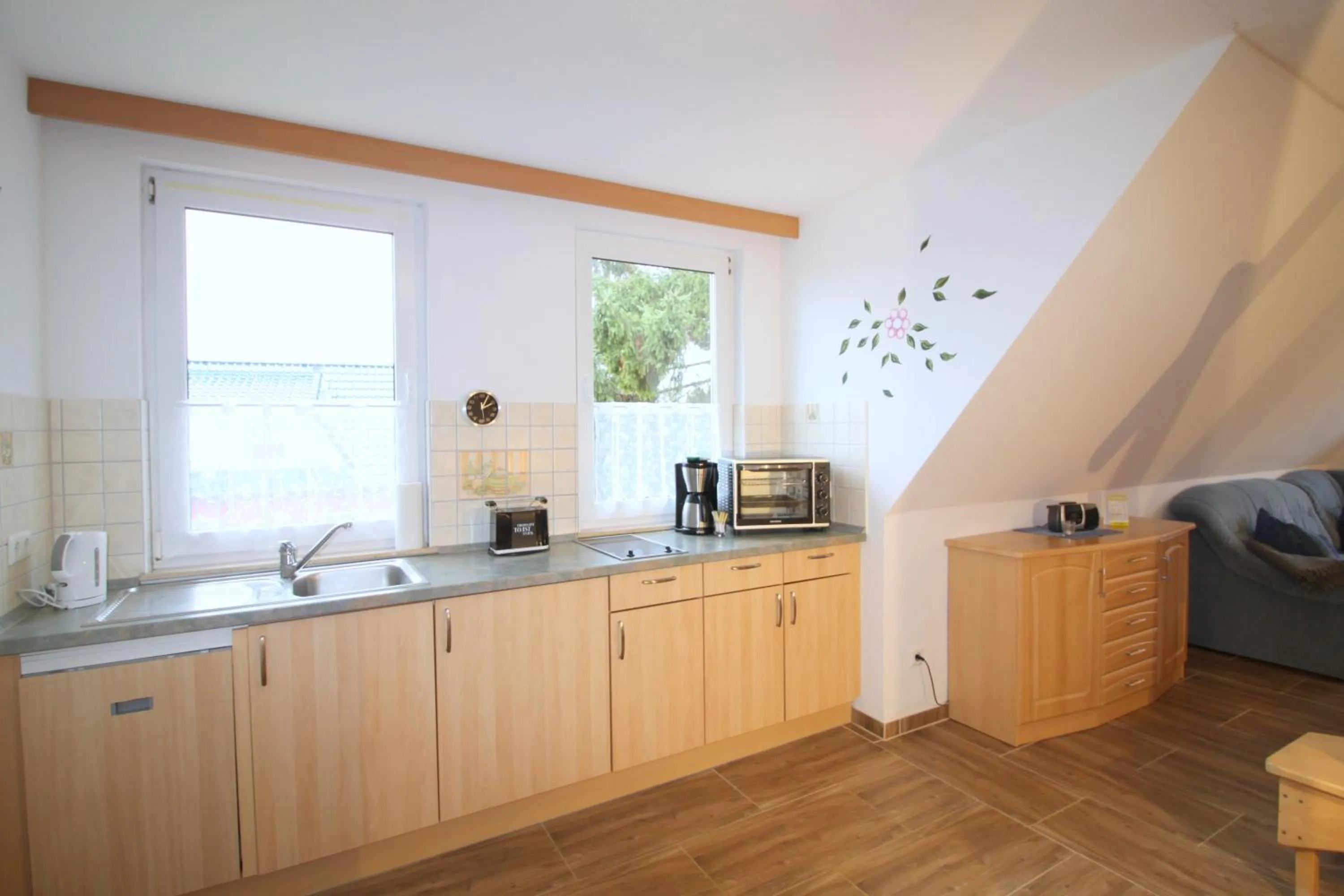 Kitchen or kitchenette in Feriendomizil am Hafen