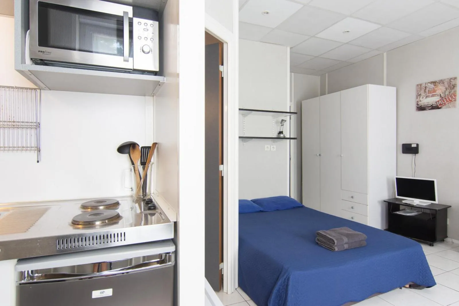 Kitchen or kitchenette, Bed in Résidence Carpe Diem