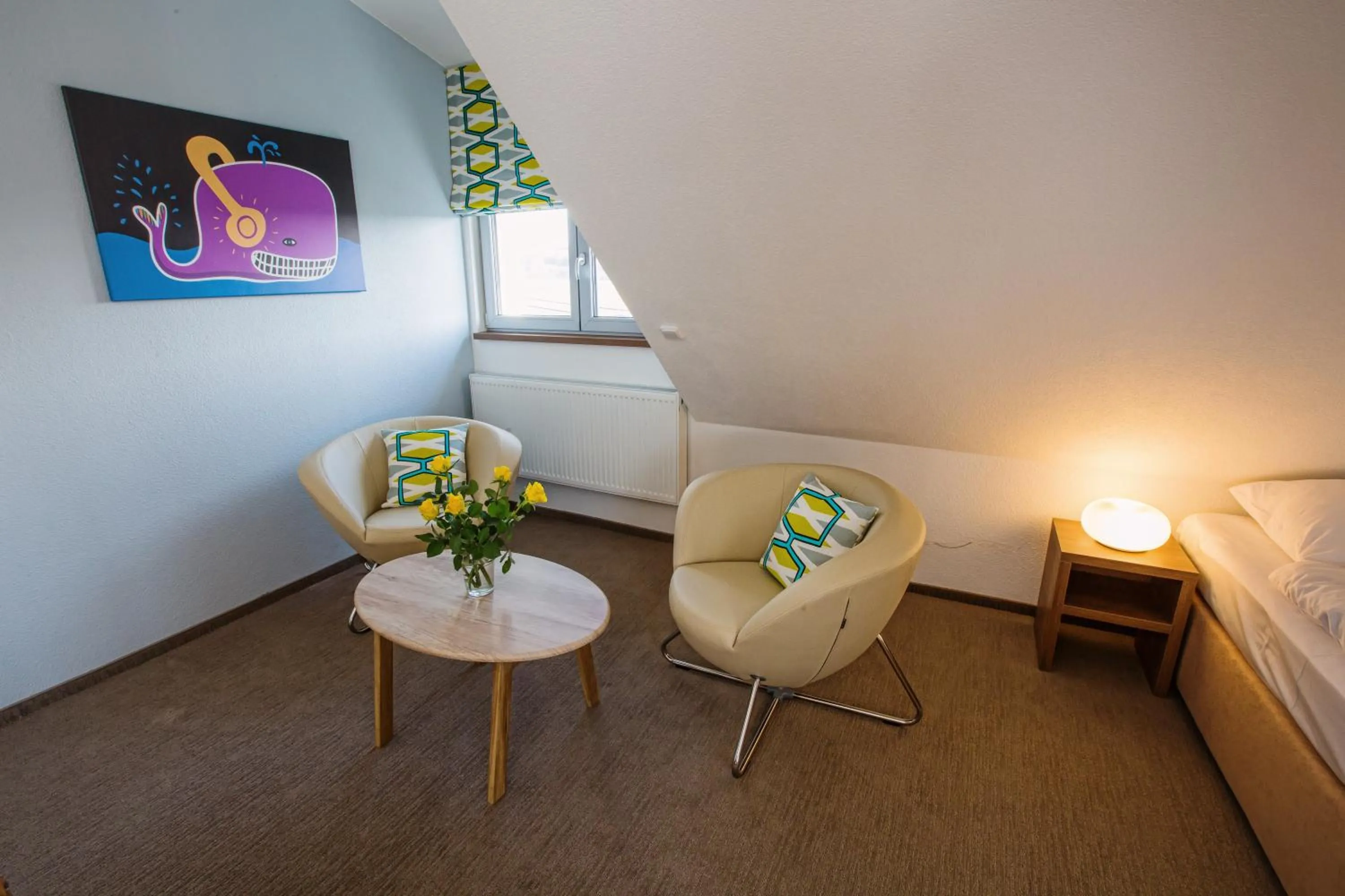 Seating area, Bed in Hotel Na Šustně