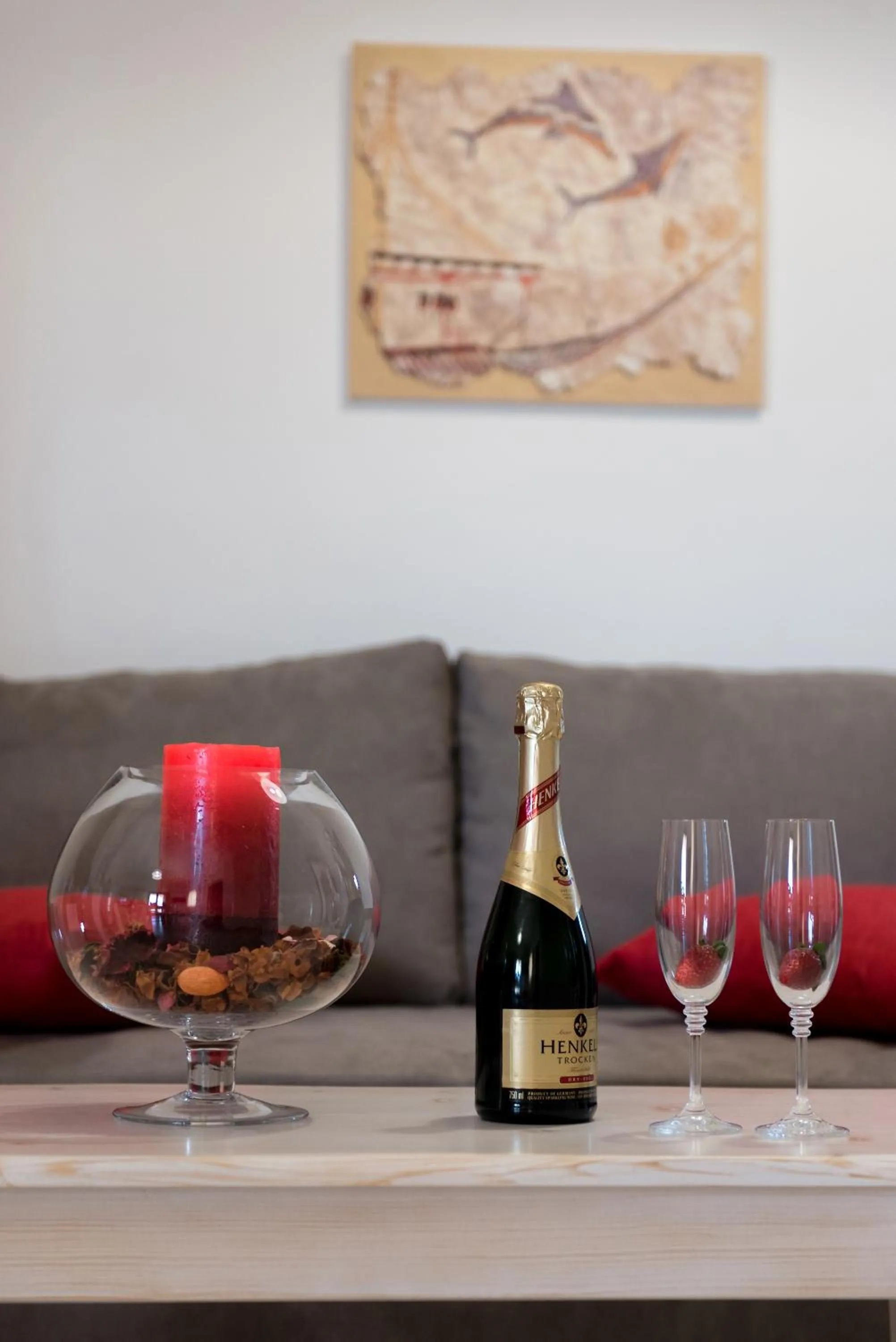 Seating area in Akrotiri Apartments