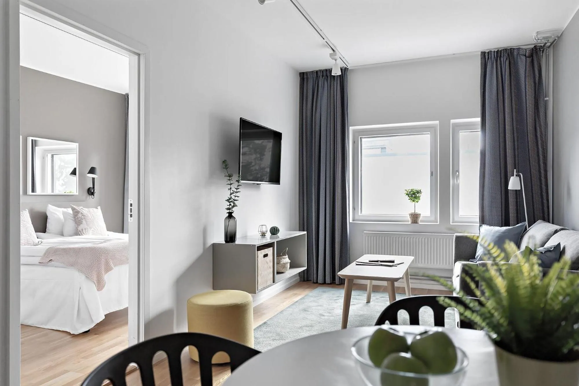Living room, Bed in Forenom Hotels & Apartments Kista