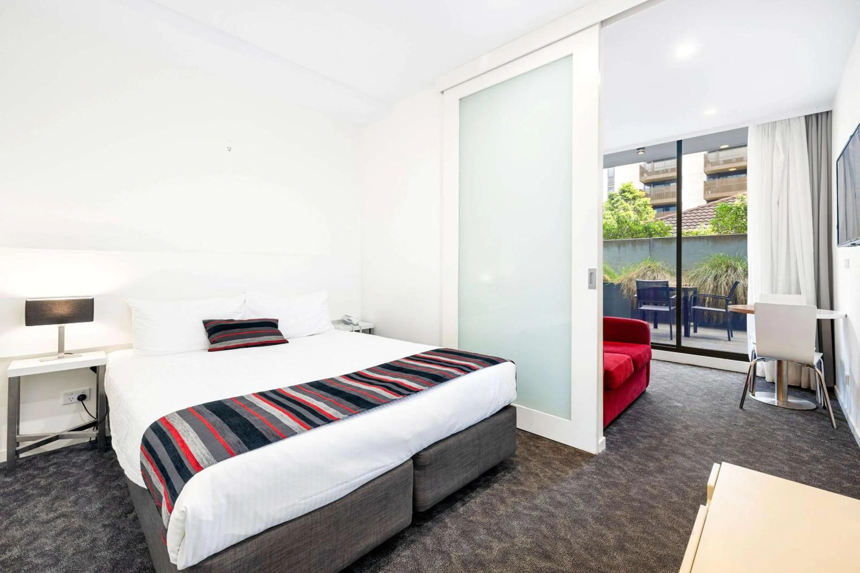 Bedroom, Bed in Comfort Apartments Box Hill