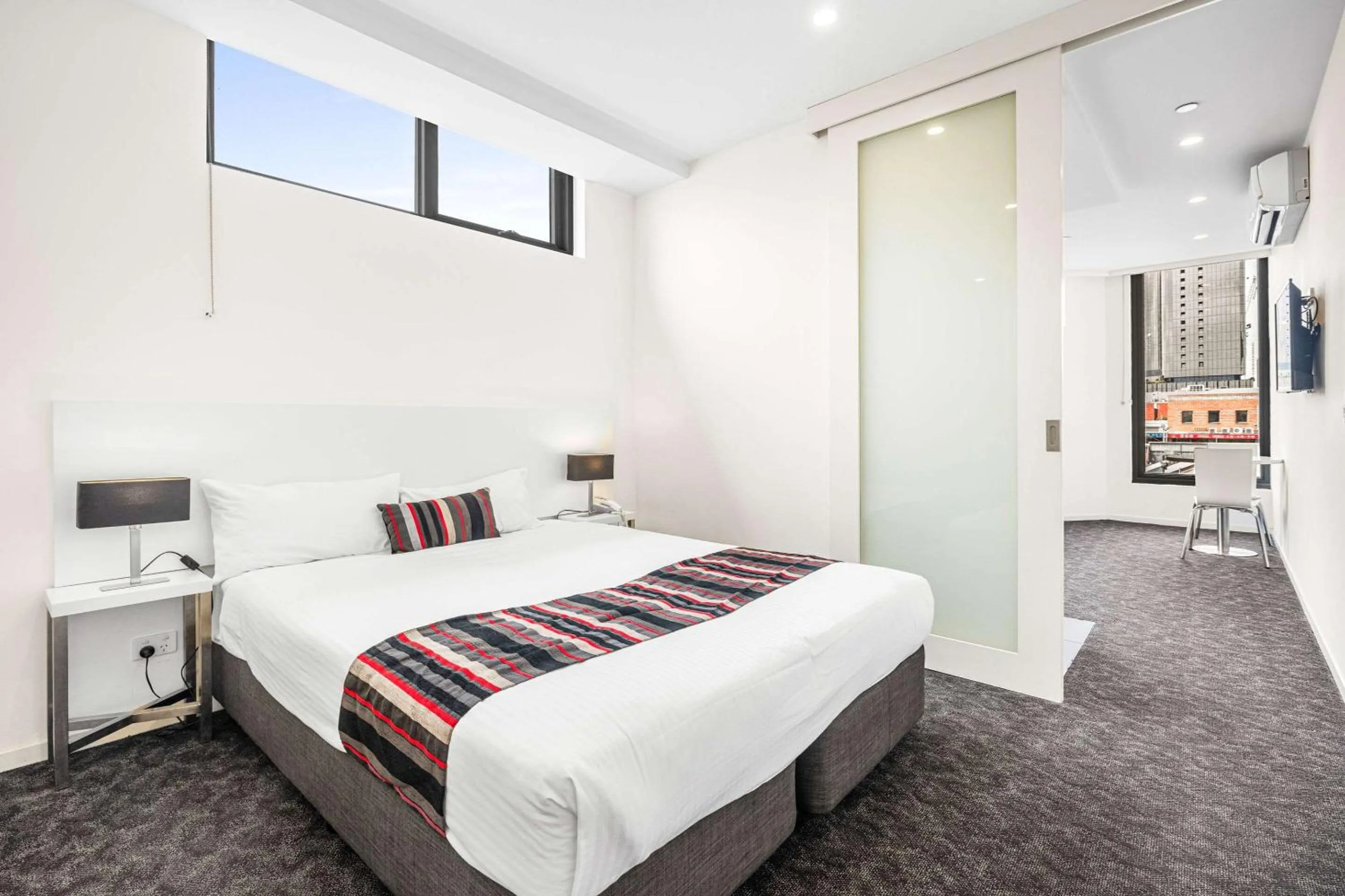 Bedroom, Bed in Comfort Apartments Box Hill