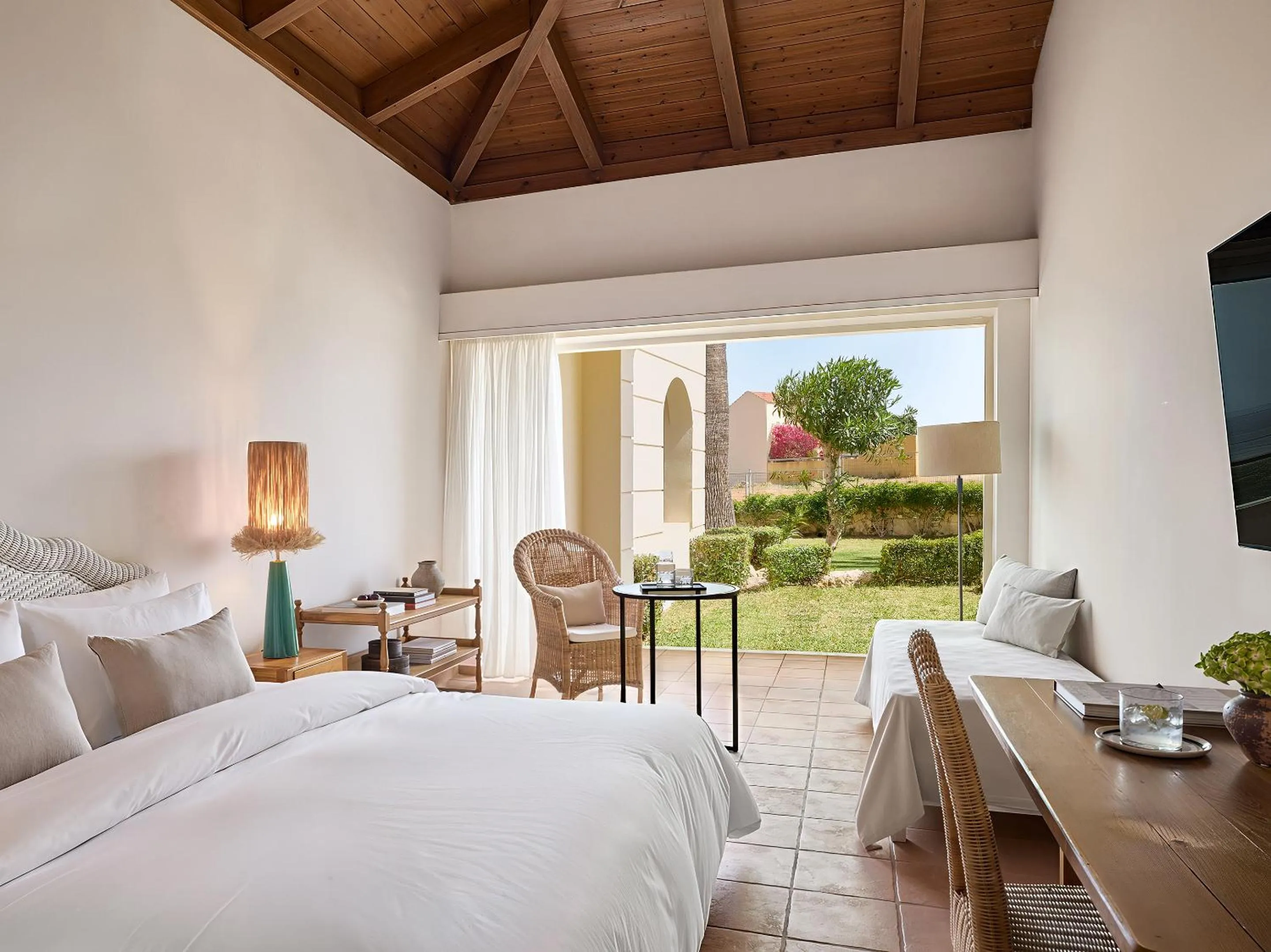 View (from property/room), Bed in Grecotel Marine Palace & Aqua Park