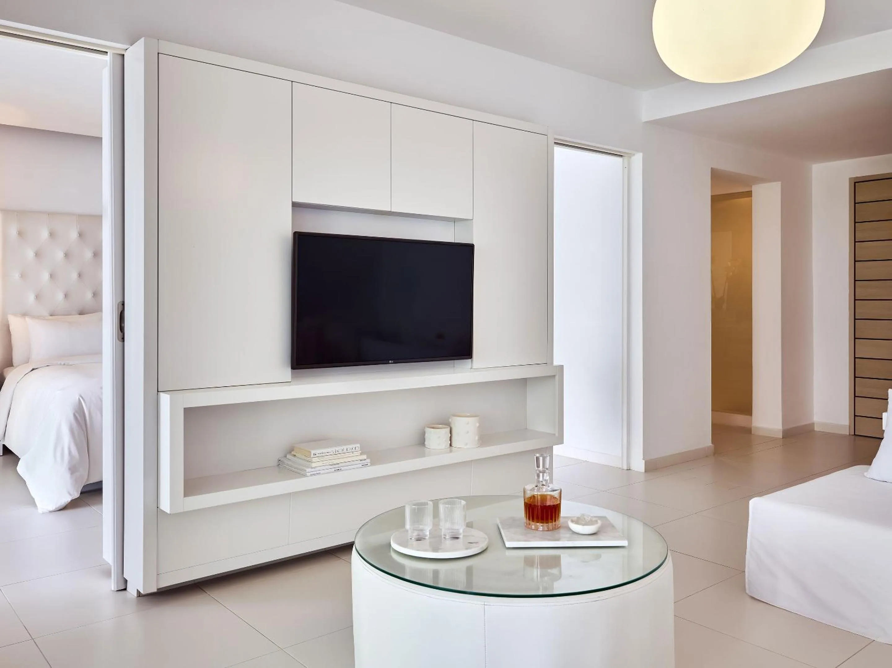 Living room, Bed in Grecotel LUXME White