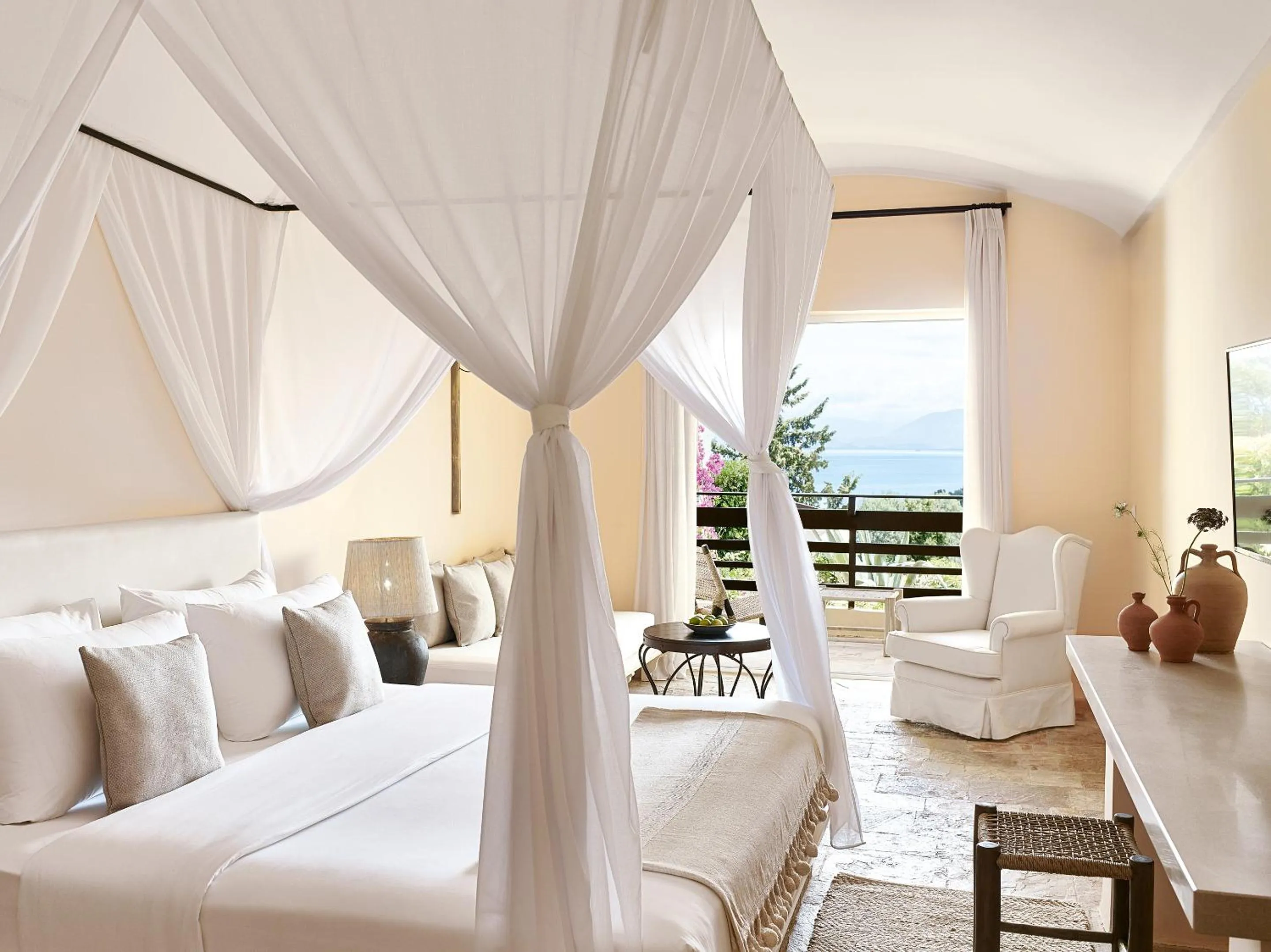 View (from property/room), Bed in Grecotel LUXME Daphnila Bay