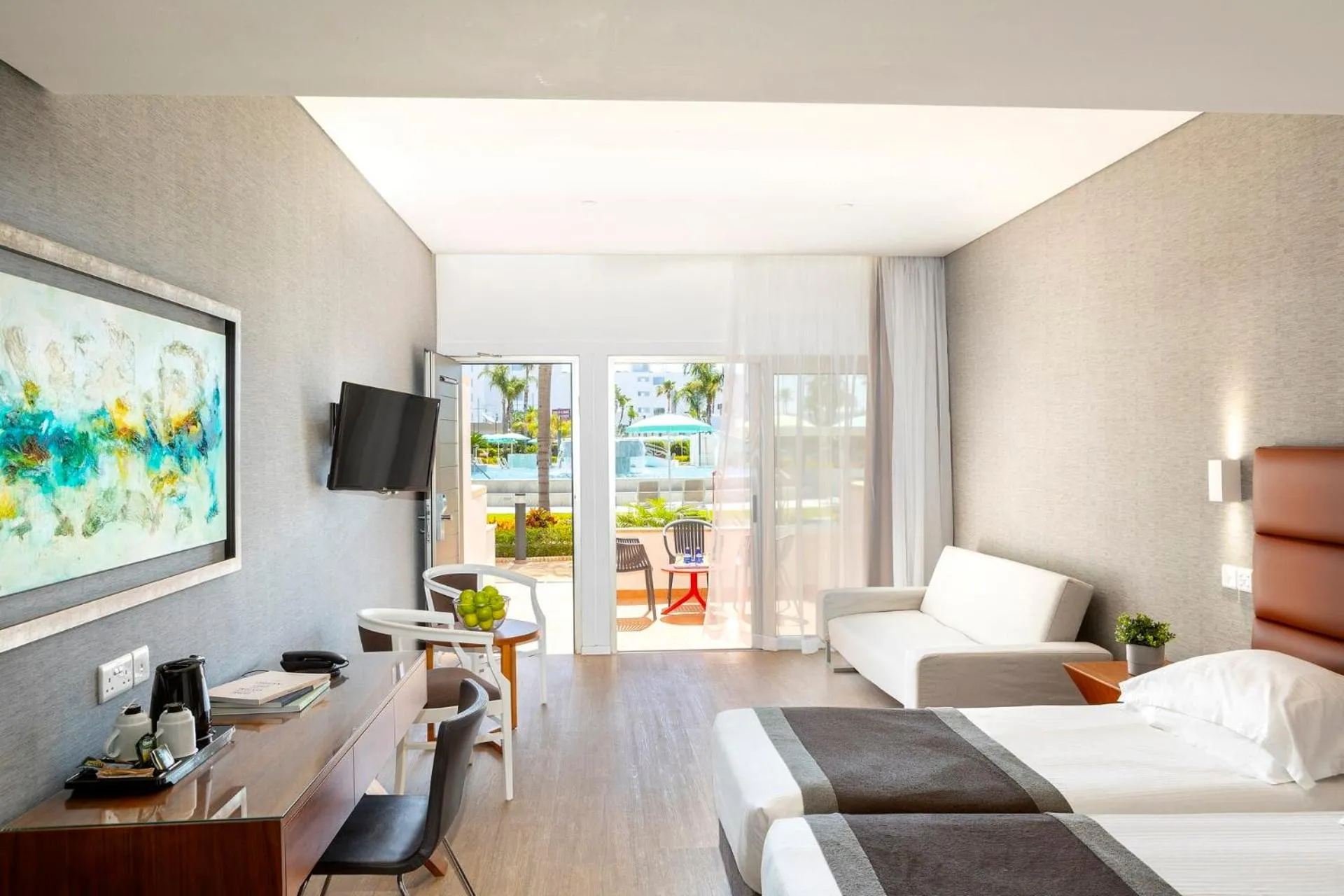 Seating area, Bed in Faros Hotel Ayia Napa