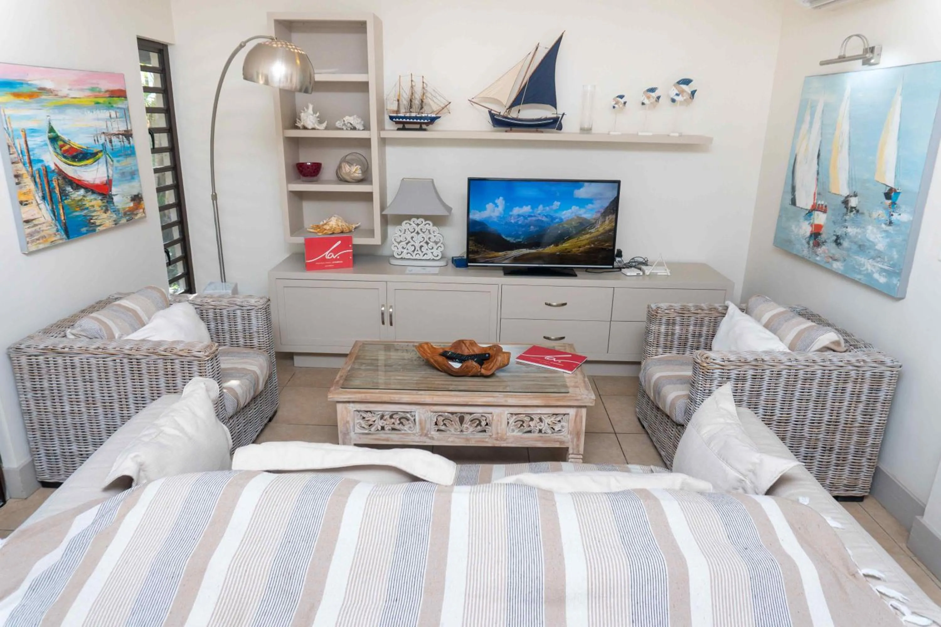 Living room, Bed in Bel Azur Beach Residence by LOV Mauritius