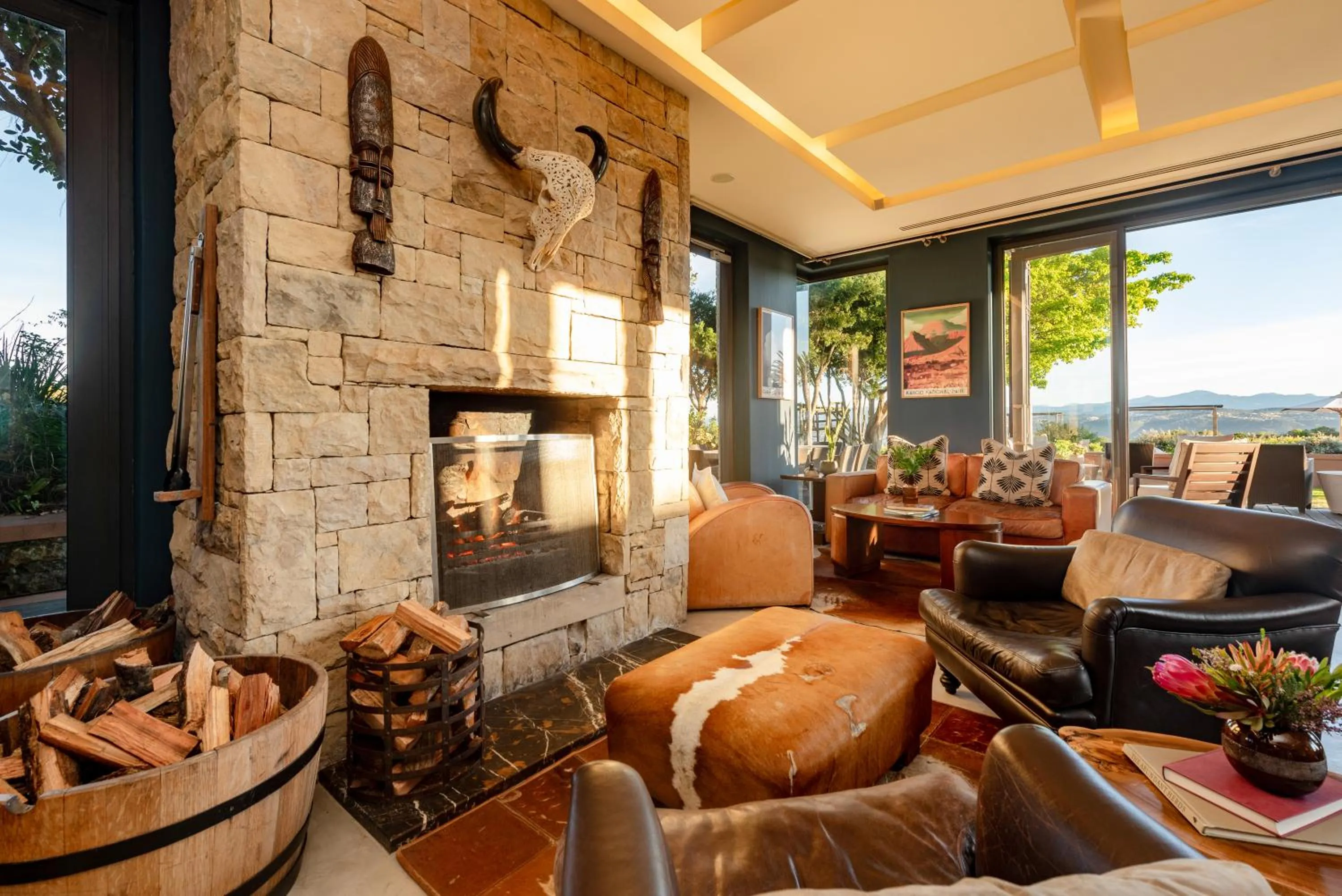 fireplace in Pezula Nature Retreat