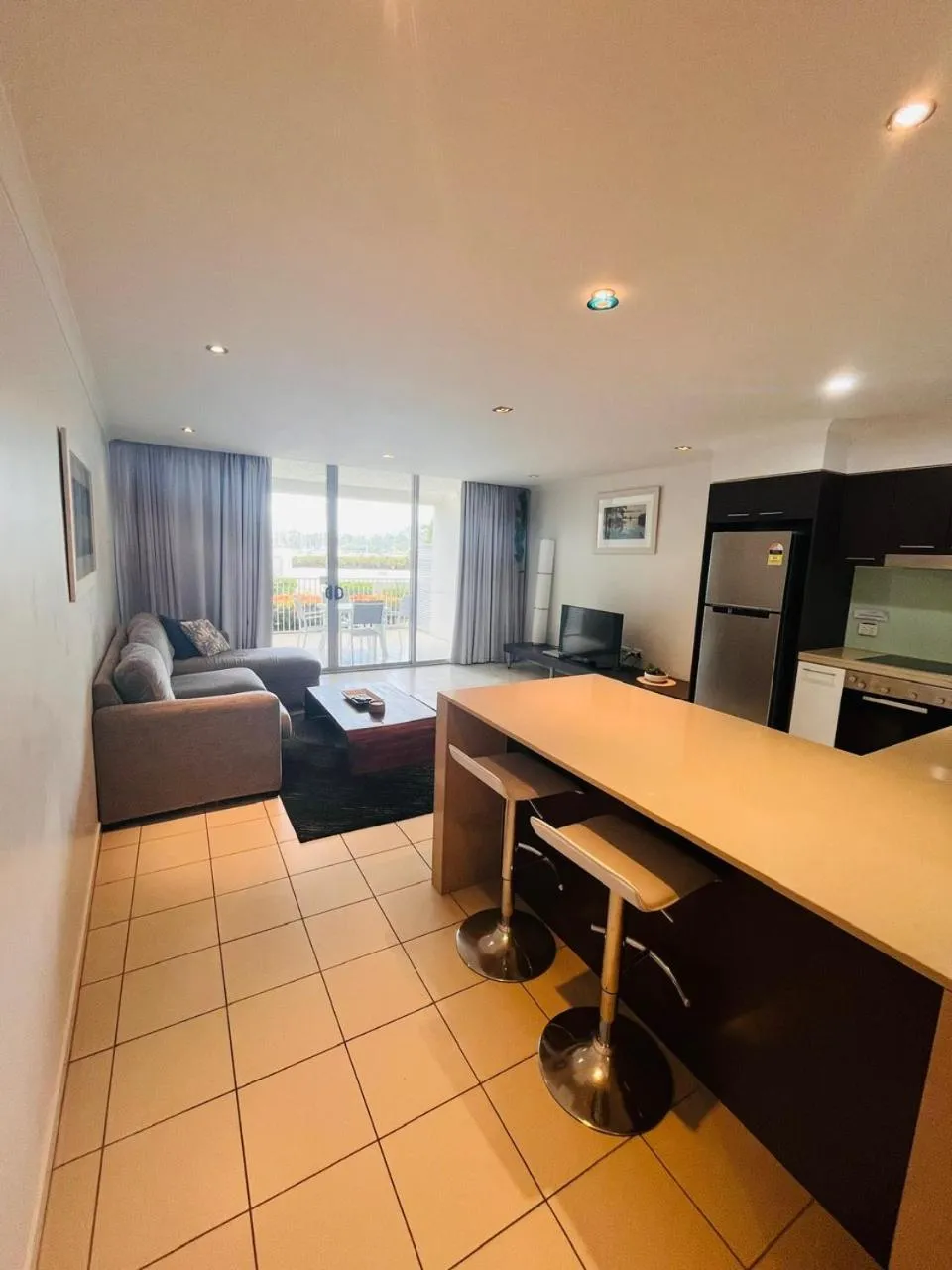 Living room, Bed in at Marina Shores