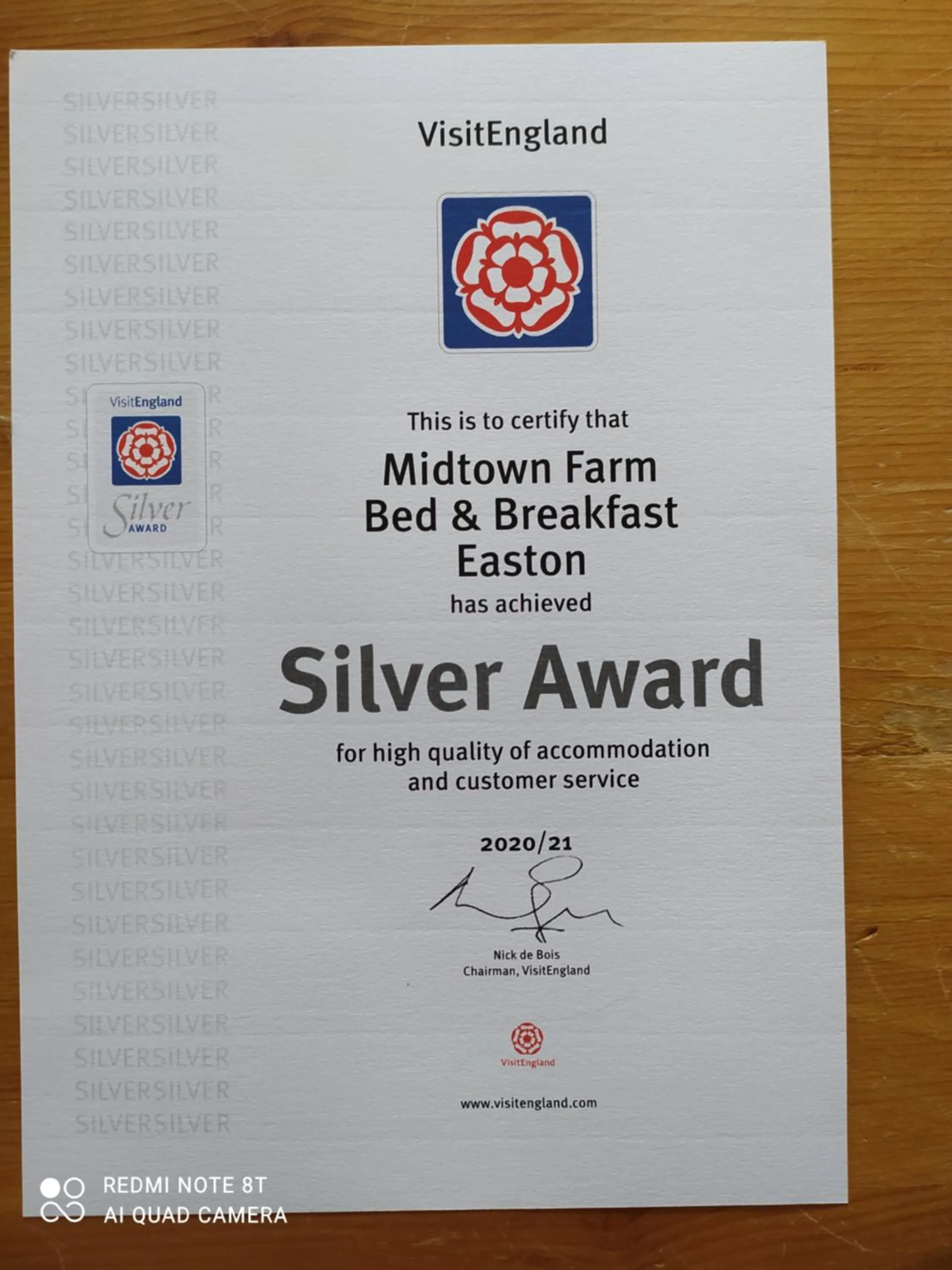 Certificate/Award in Midtown Farm Bed & Breakfast