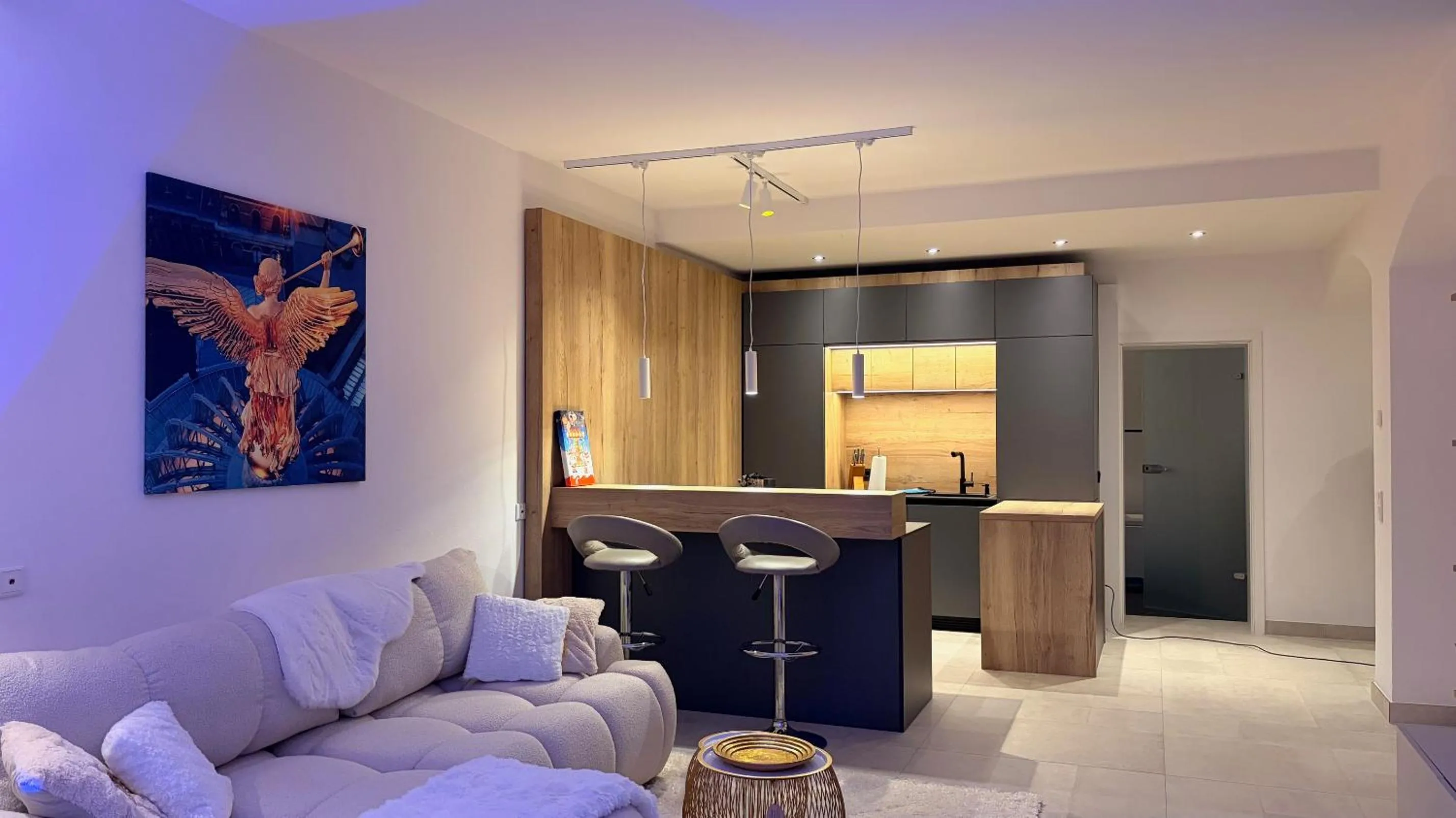 Kitchen or kitchenette in Villa am Park Apartment
