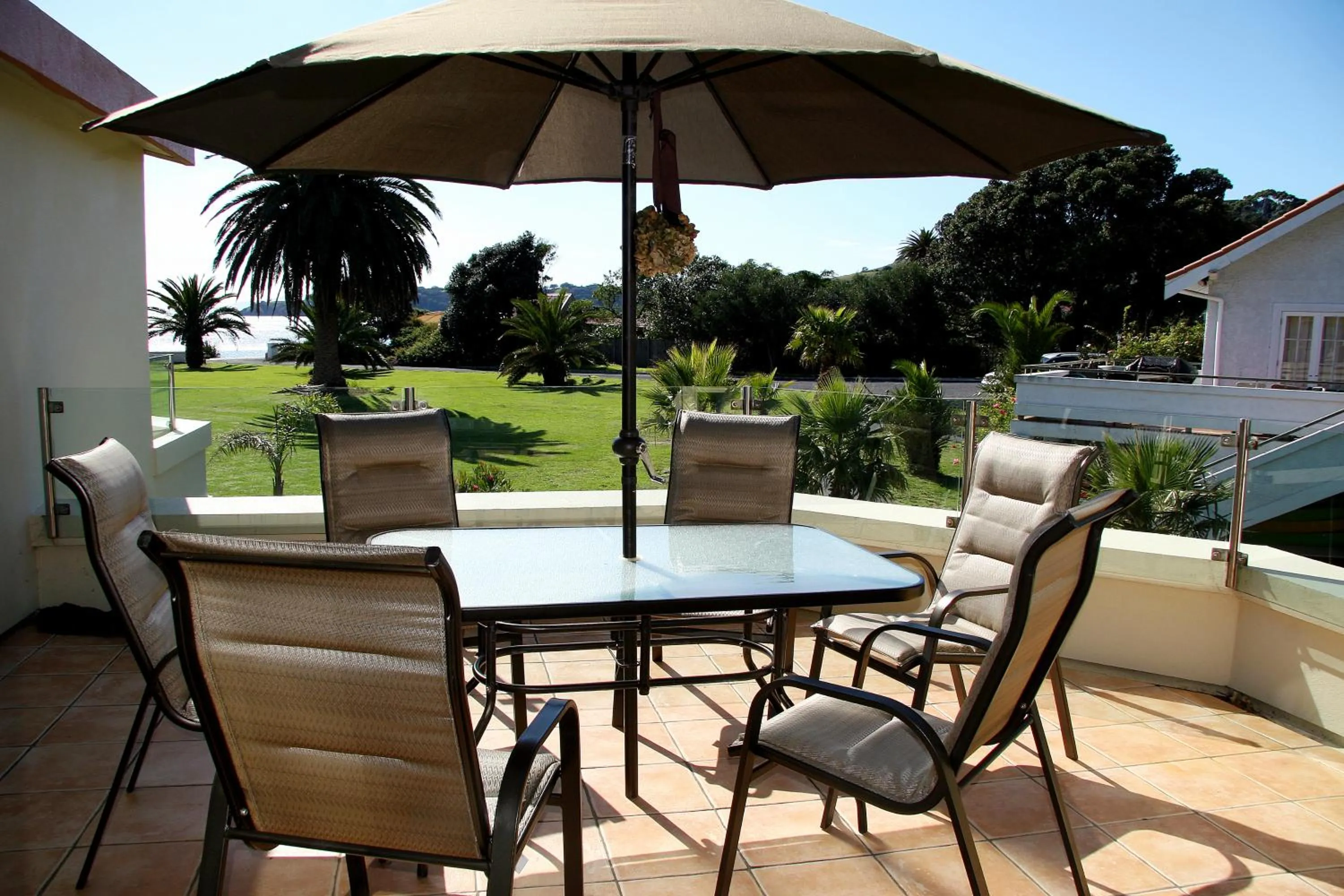 Patio in Onetangi Beach Apartments