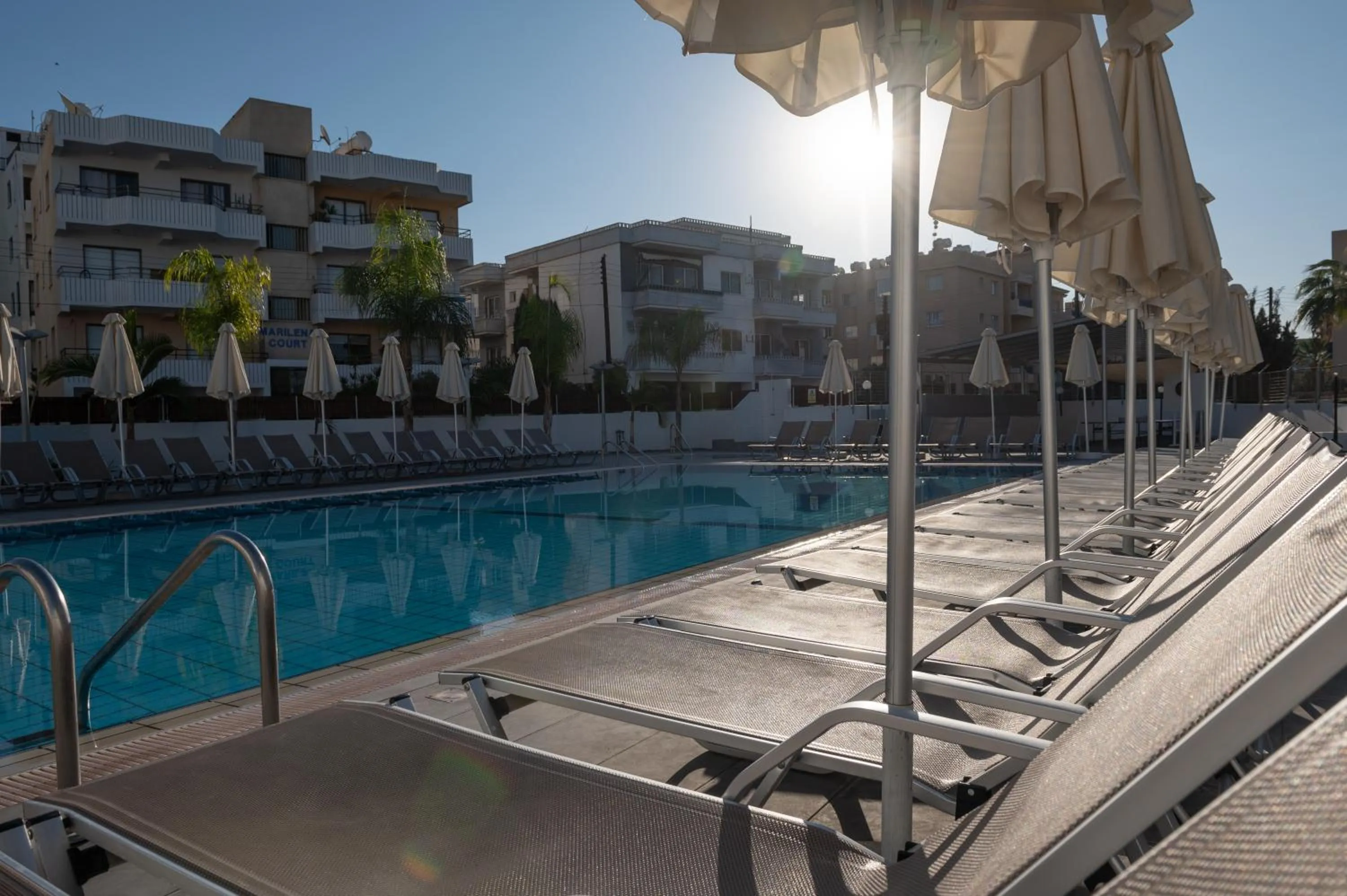 Pool view in Kefalos Damon Hotel Apartments