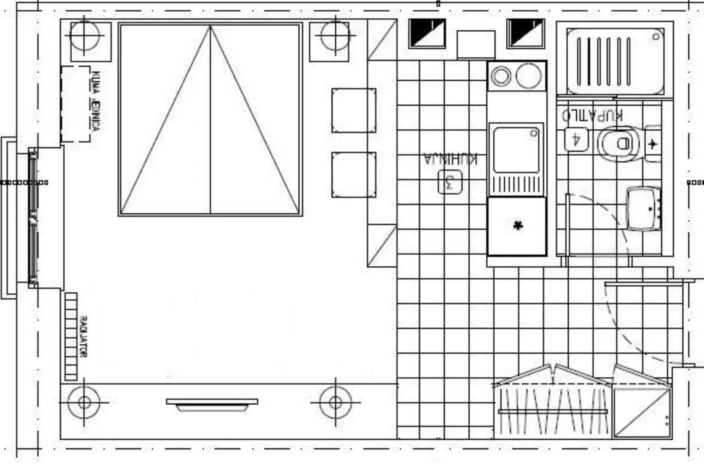 Floor plan in Downtown Belgrade Apartments - CHERRY