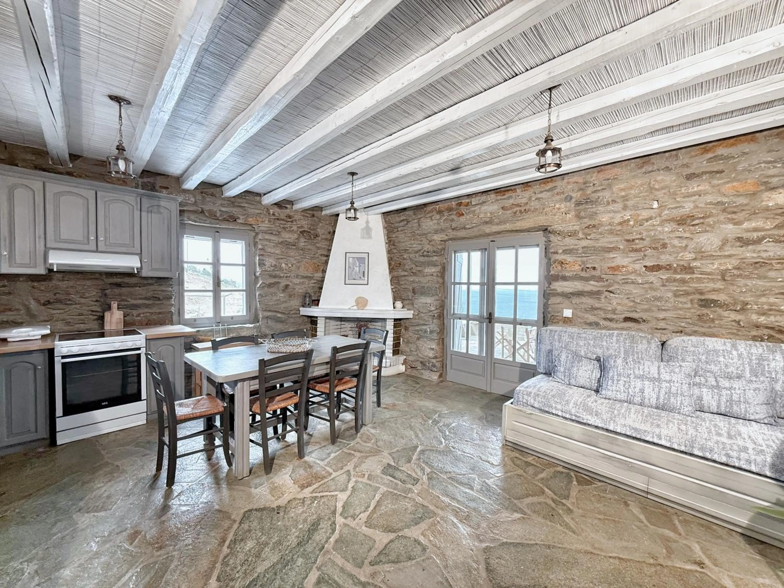Living room in The Traditional Stone Villa