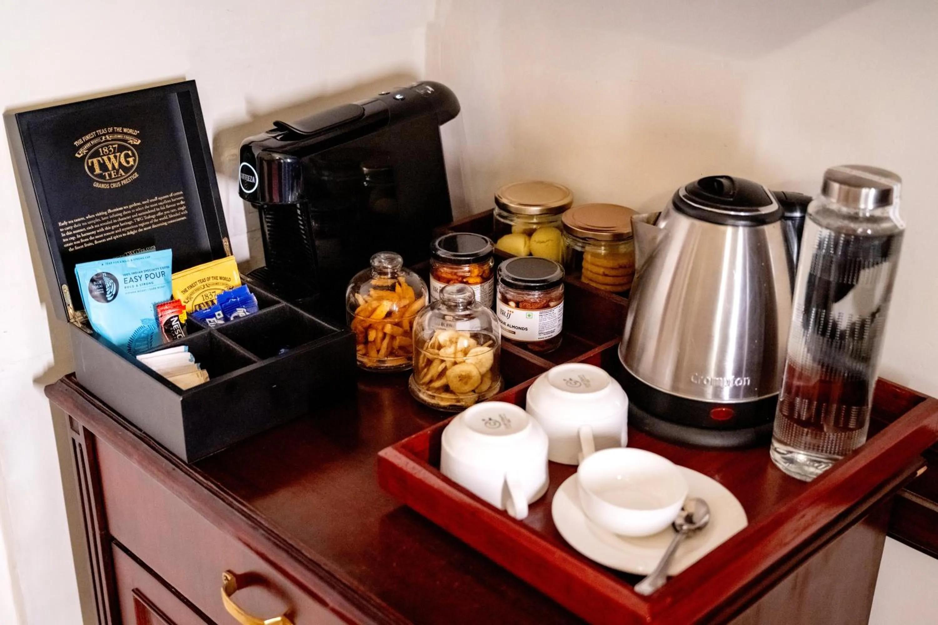 Coffee/tea facilities in BrijRama Palace, Varanasi - By the Ganges