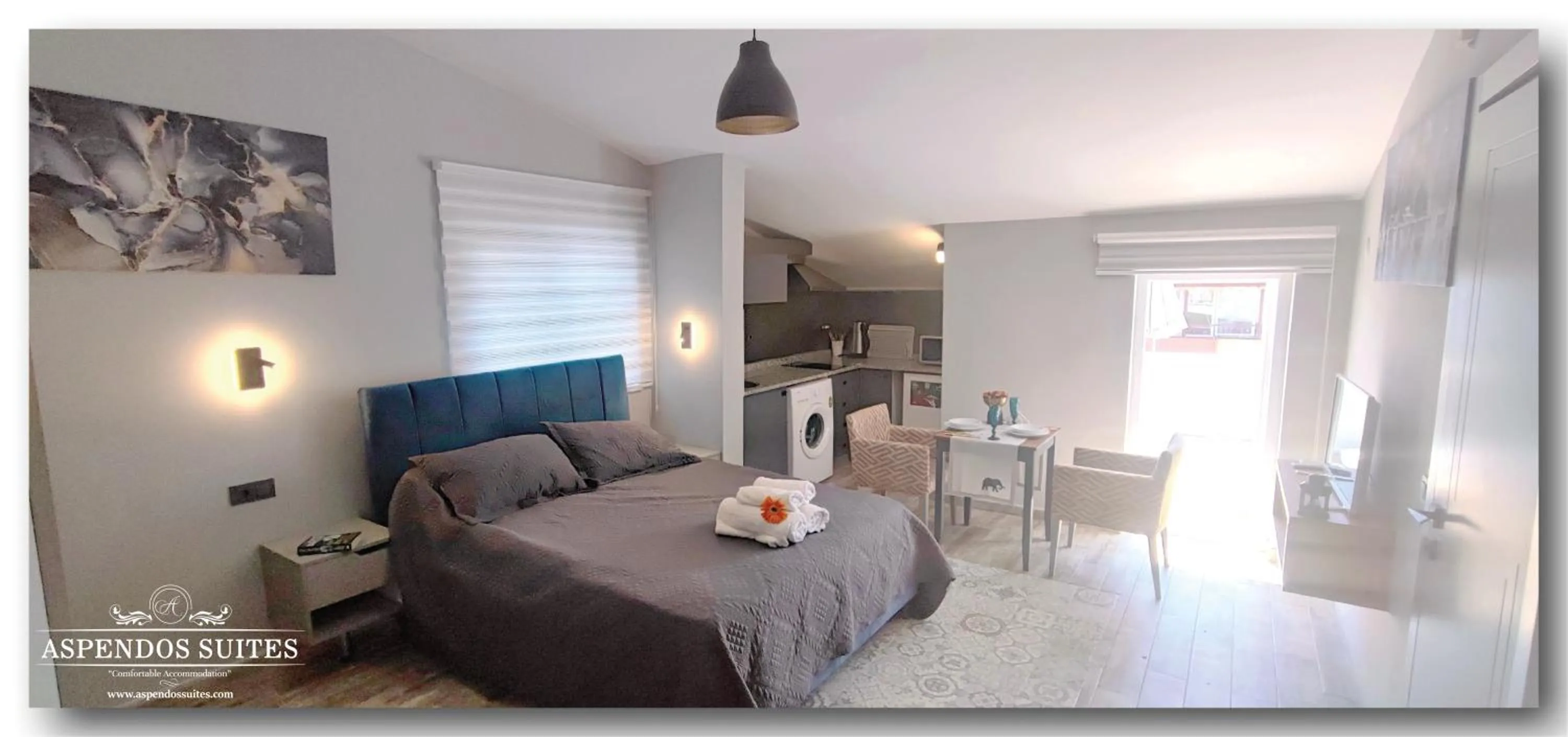 Bed in Aspendos Suites Konyaaltı Apart