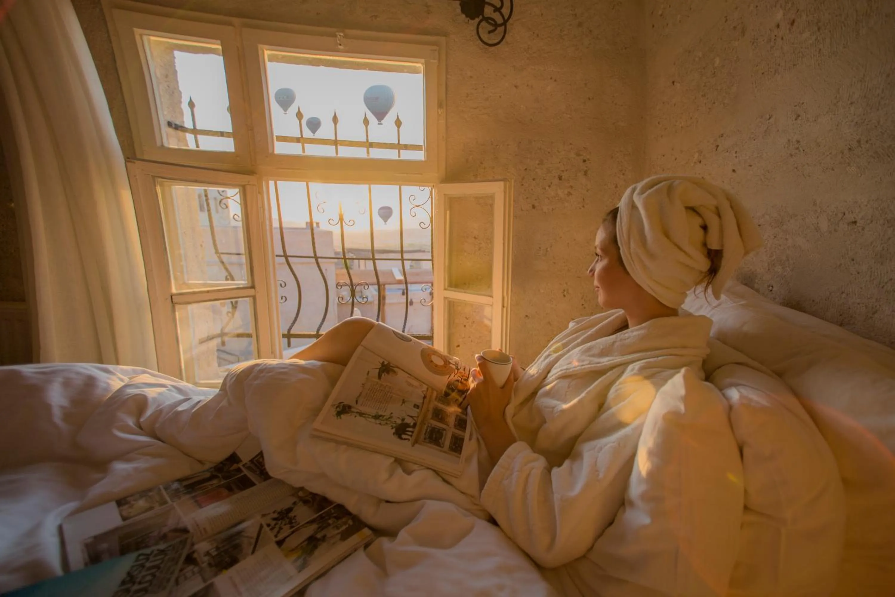 Landmark view, Bed in Wish Cappadocia Luxury Boutique Chain Hotels