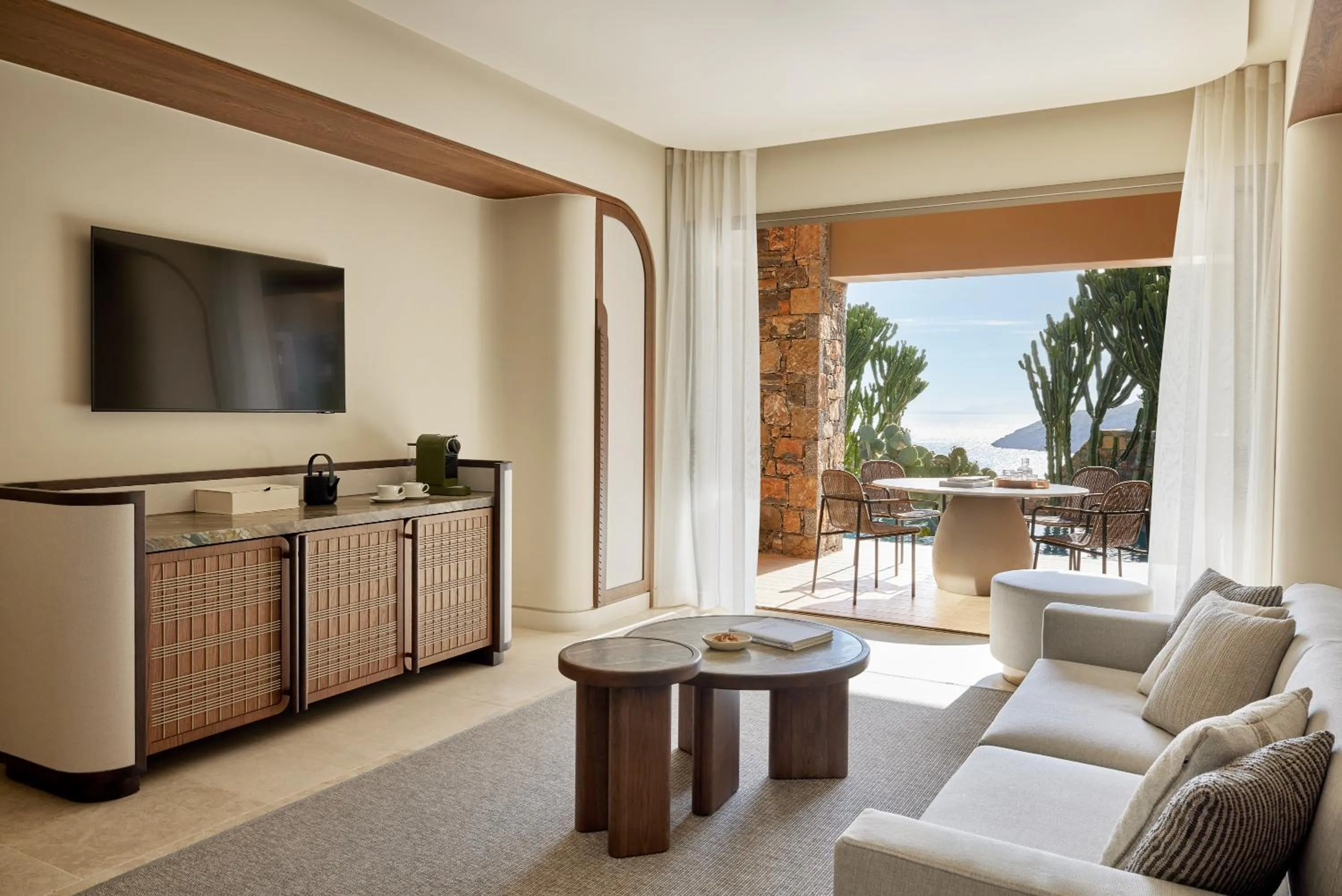 Seating area in Daios Cove