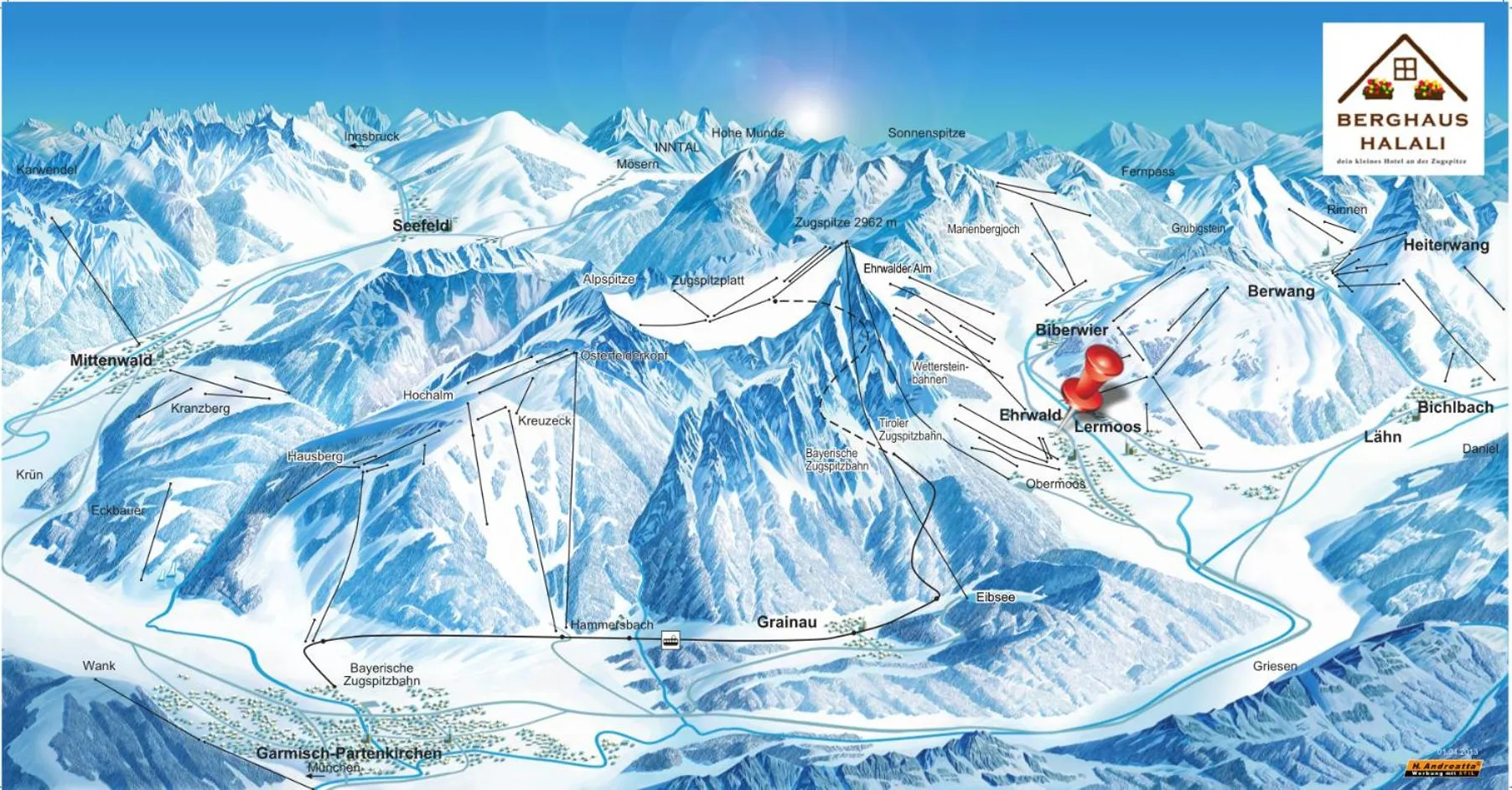 Skiing in Das Halali - dein kleines Hotel an der Zugspitze