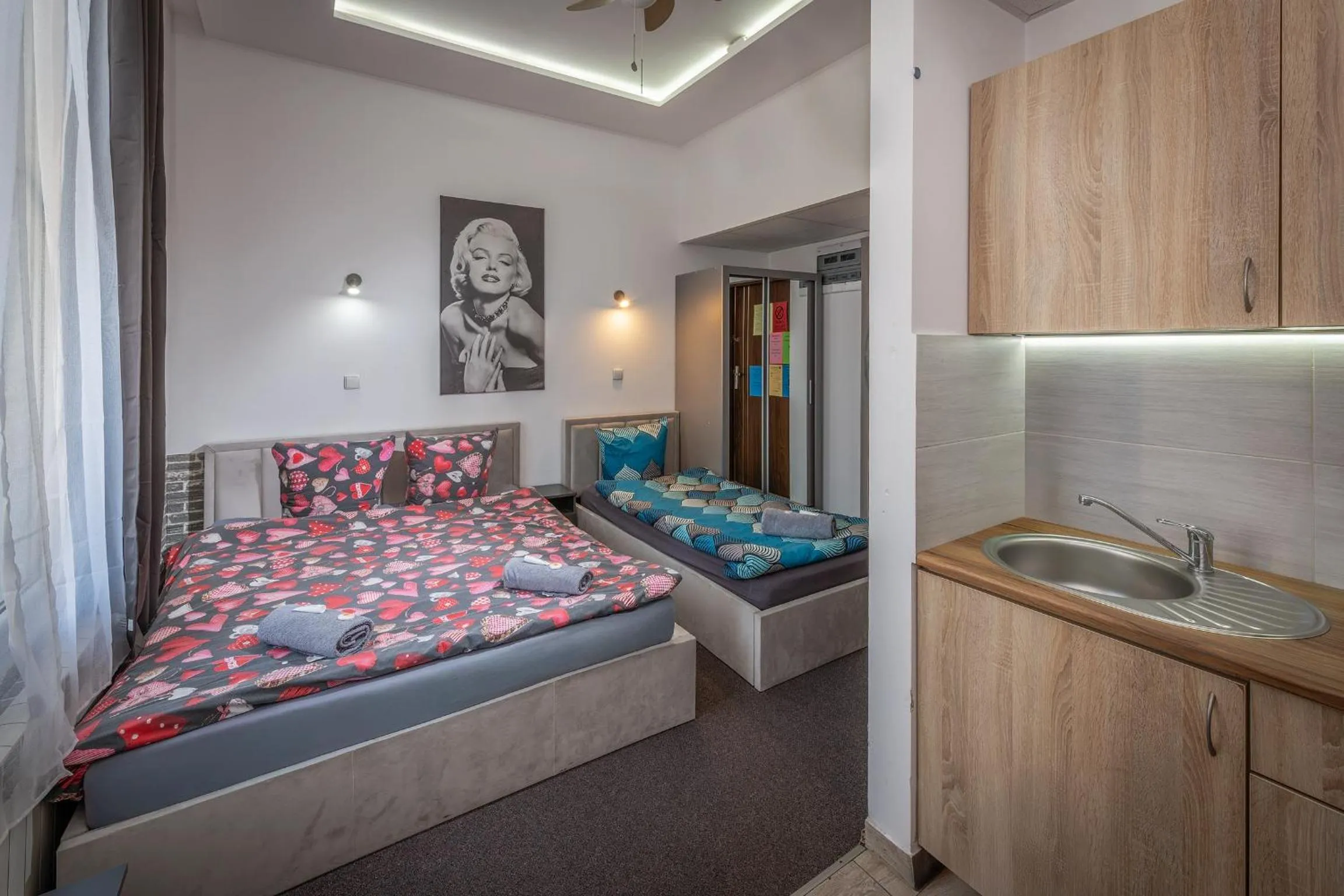 Bed in 70s Guest room