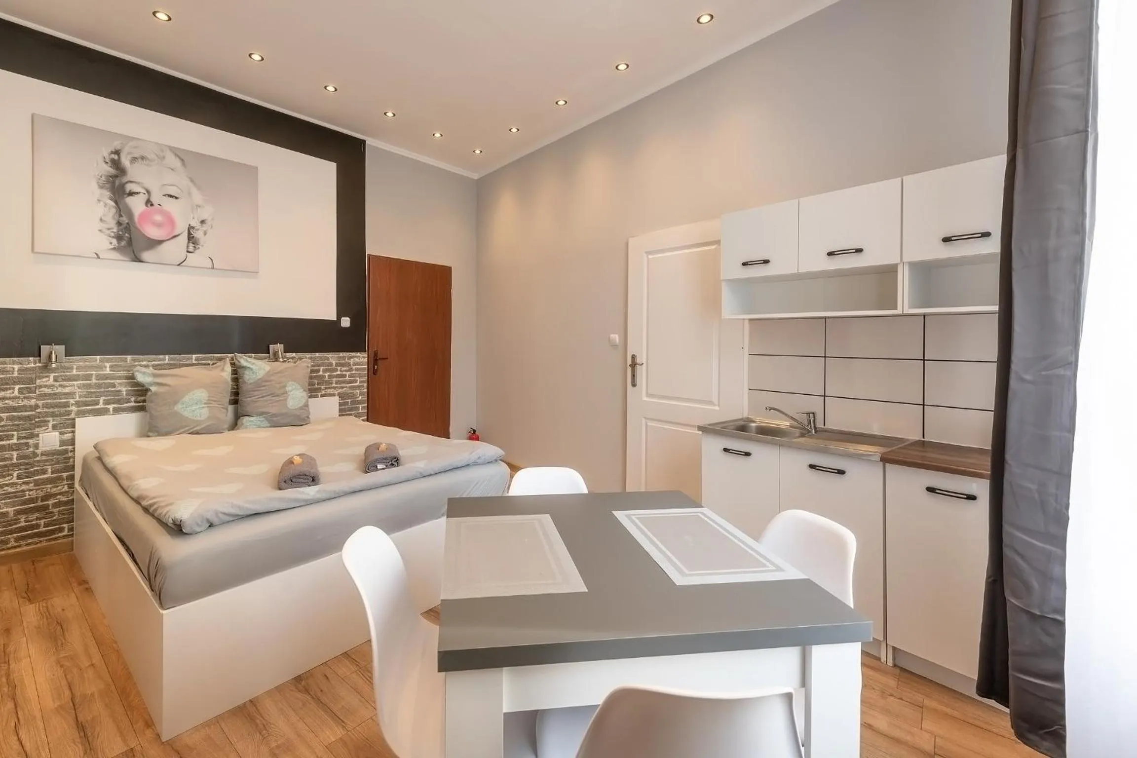 Bed in 70s Guest room